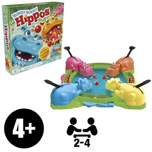 Hungry Hungry Hippos Classic Marble Chomping Game for Preschoolers Ages 4+