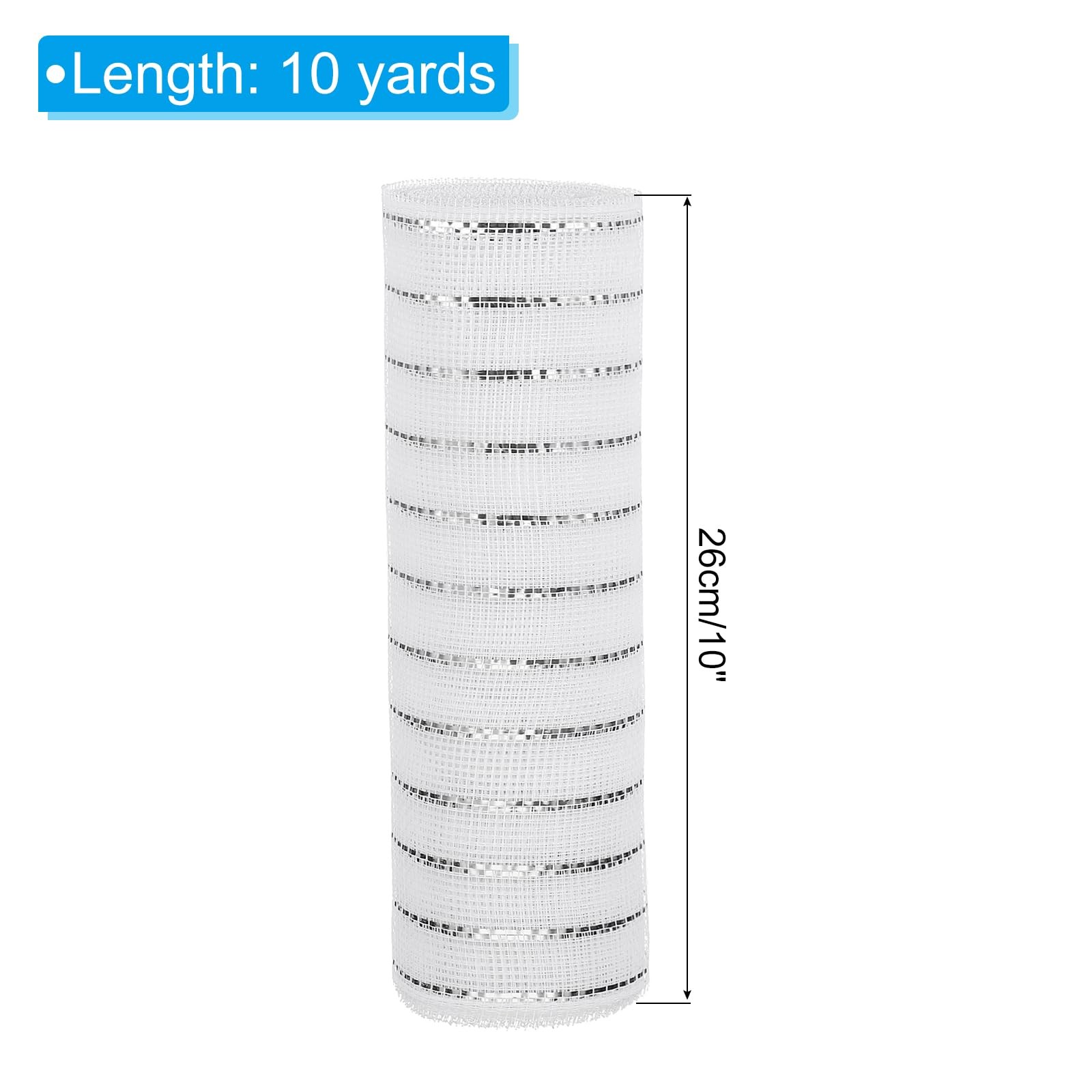 PATIKIL Decorative Mesh Ribbon, 10 Inch x 10 Yard Ribbon White Silver
