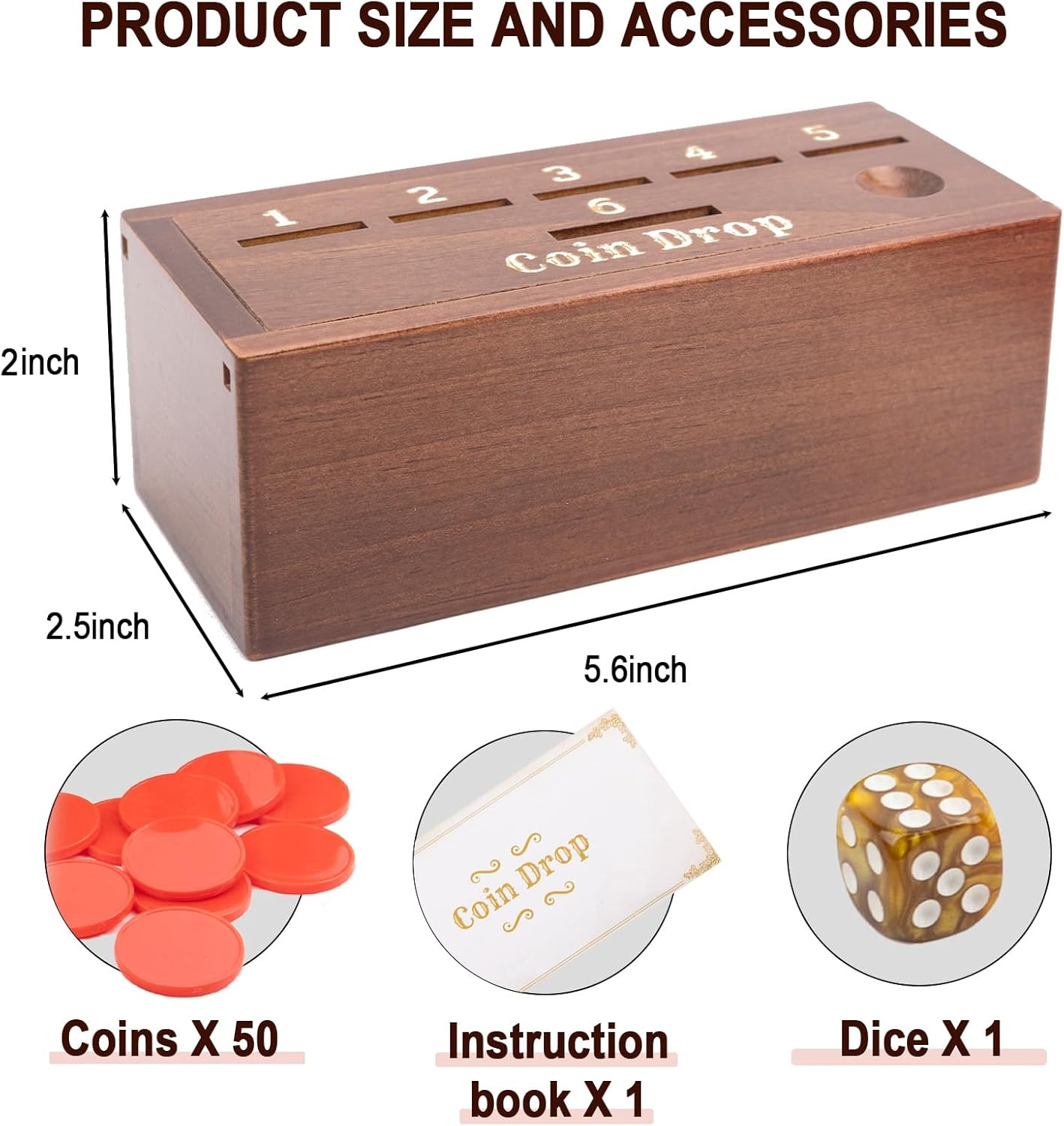 Coin Drop Game for 2-6 Players,Penny Game Contains 50 Coins,Wooden Game