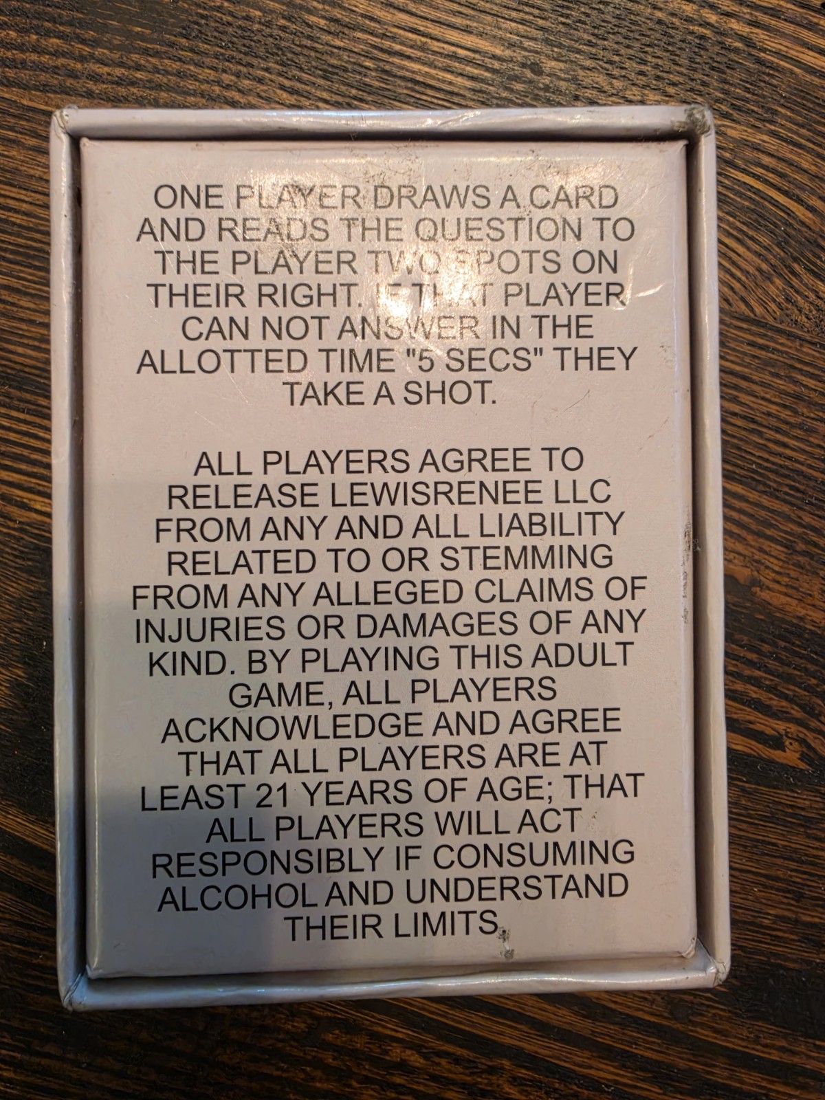 LewisRenee’s Shot Clock, Fast-paced urban trivia drinking card game