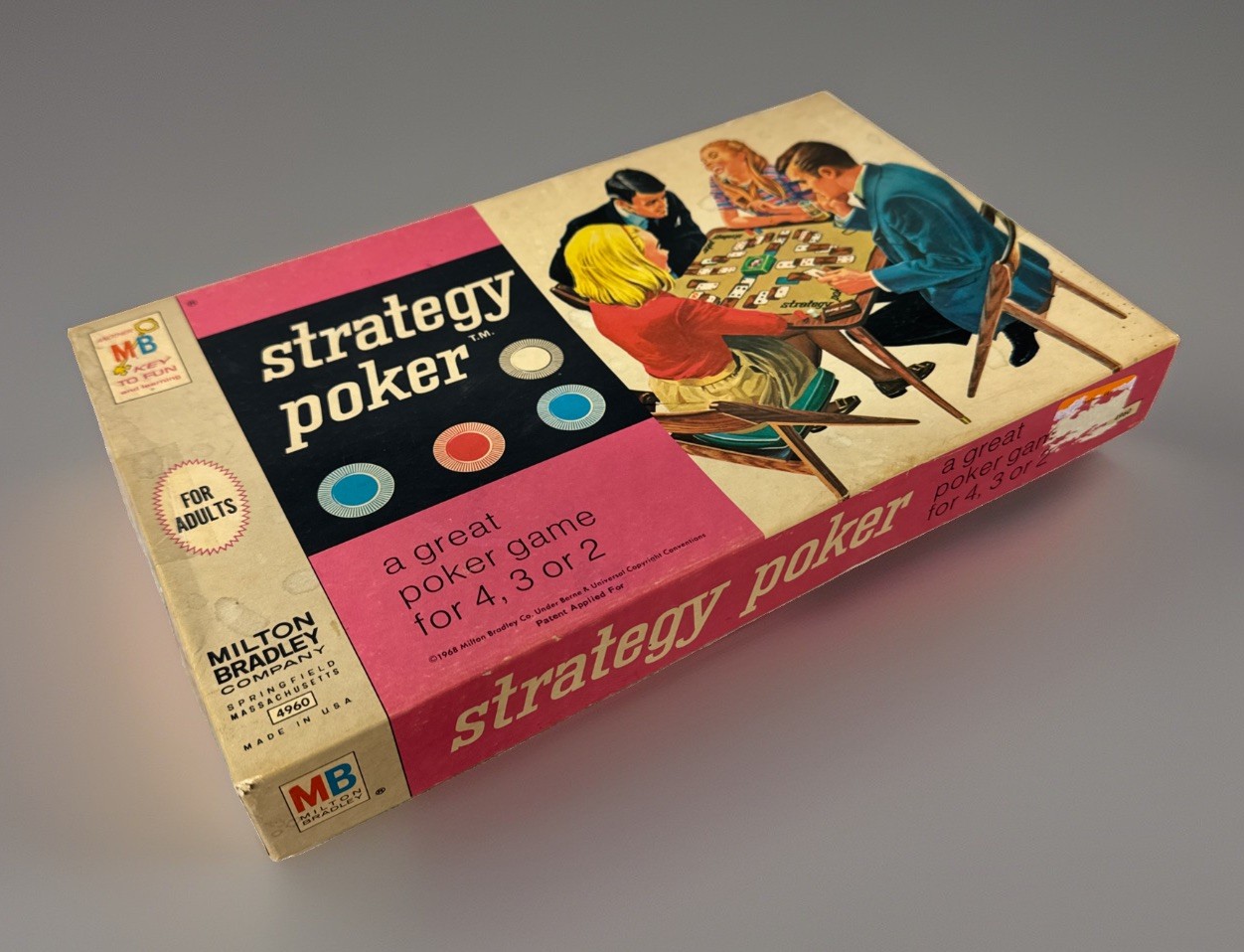 STRATEGY POKER Board GAME Rare Complete VINTAGE 1967 MILTON BRADLEY