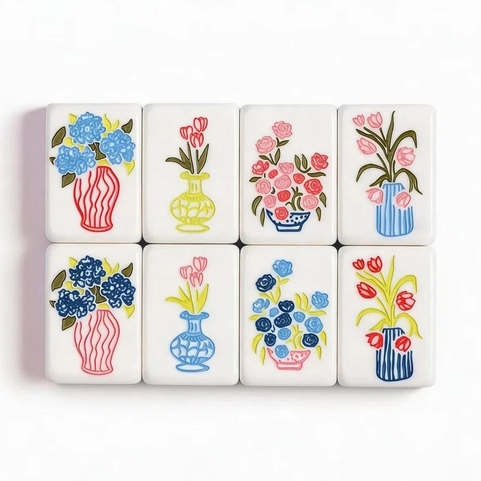Blue Stripe 4-Layer Acrylic Mahjong Tiles American Set 160 Pcs – US Fast Ship!