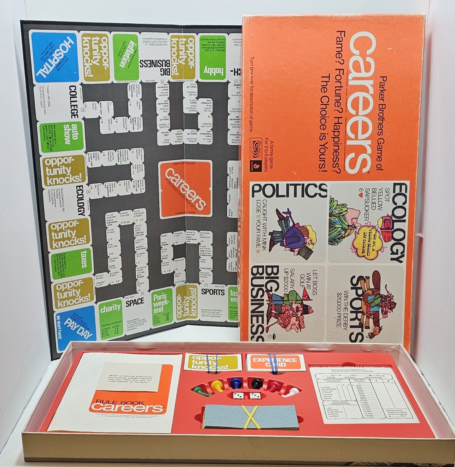 Vintage 1971 Careers Board Game Parker Brothers 100% Complete 1970s Retro Toy
