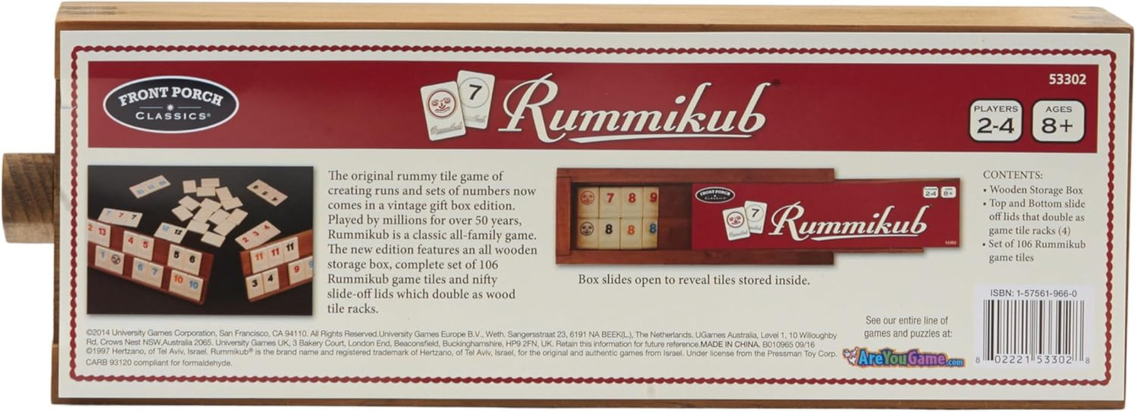Front Porch Classics, Rummikub Vintage Edition in All-Wood Storage Case with 4 B