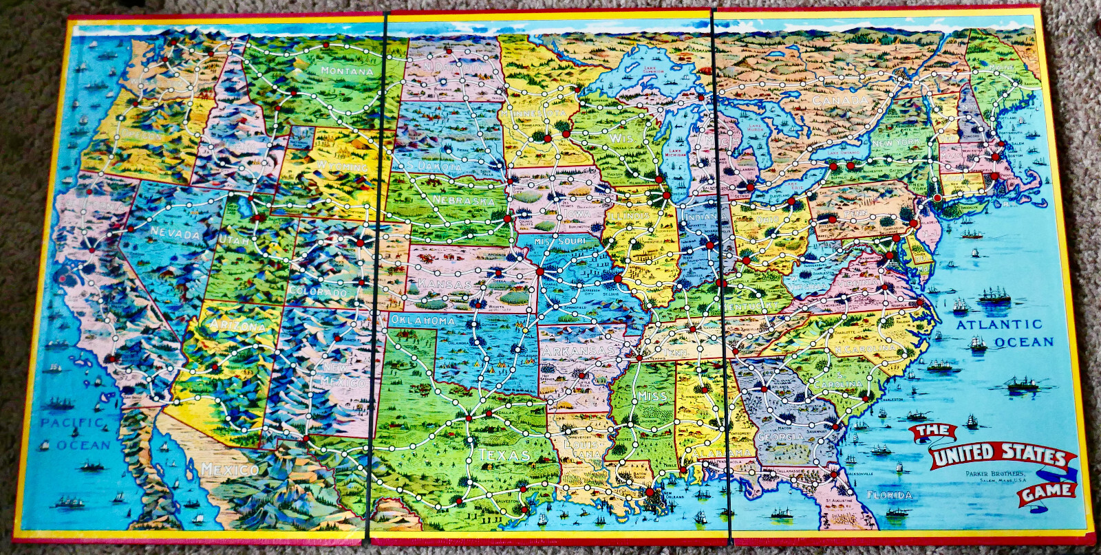 1940s WWII-Era Board Game ACROSS THE CONTINENT Non-Metal (Composition) Trains