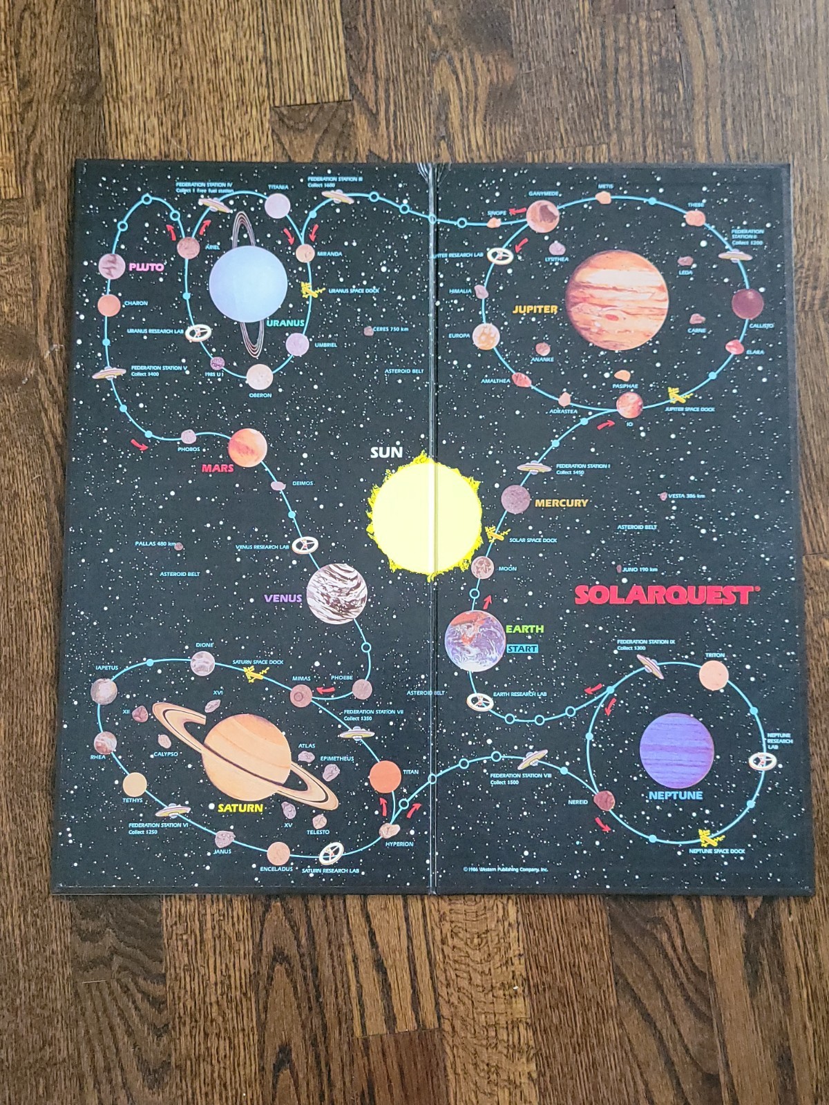 SOLARQUEST 1986 Golden/Western Space Age Real Estate Board Game SEE PICS & READ