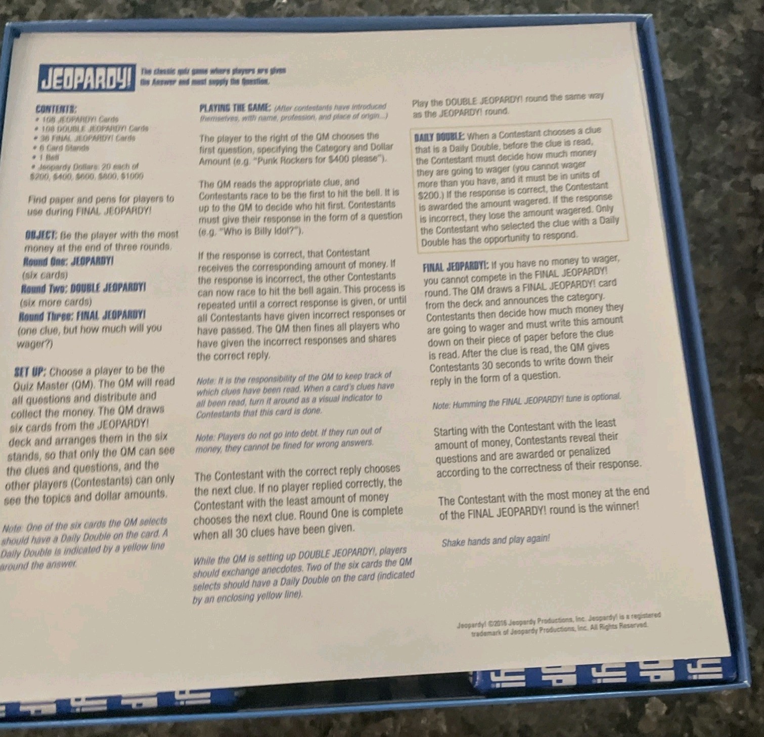 Jeopardy Deluxe Edition TV Quiz Show Board Game By Outset 2016 Family Game Night