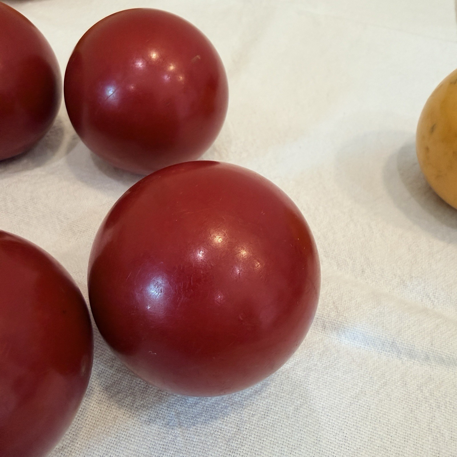 Vintage Bakelite Game Balls Lot 11 Cherry Red Butterscotch Yellow 54-57mm 1460g