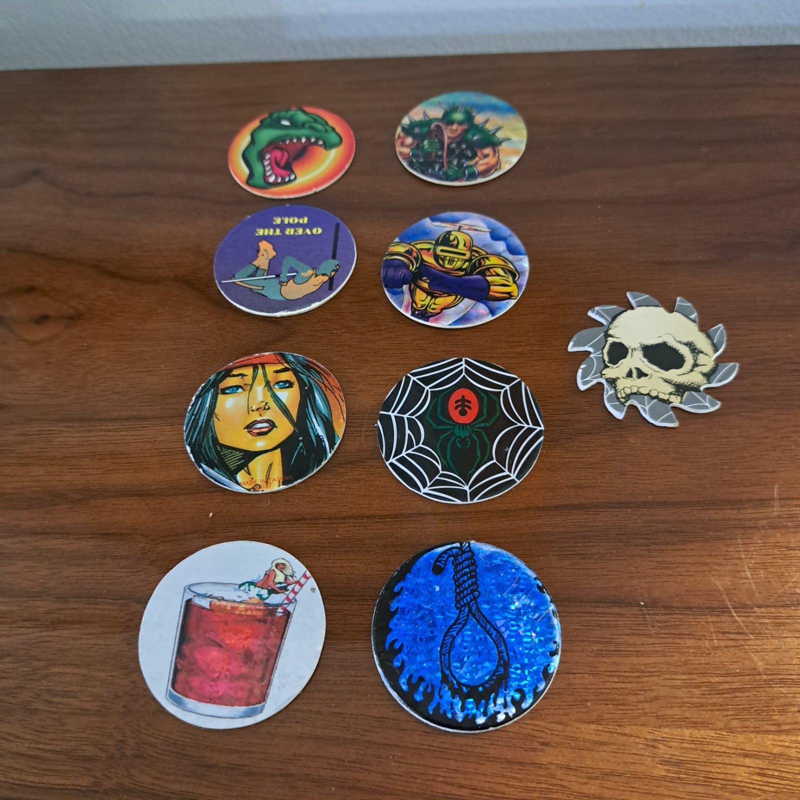 Vintage Pogs Lot 9 Assorted Milk Caps Slammers Collectors 90s Nostalgia