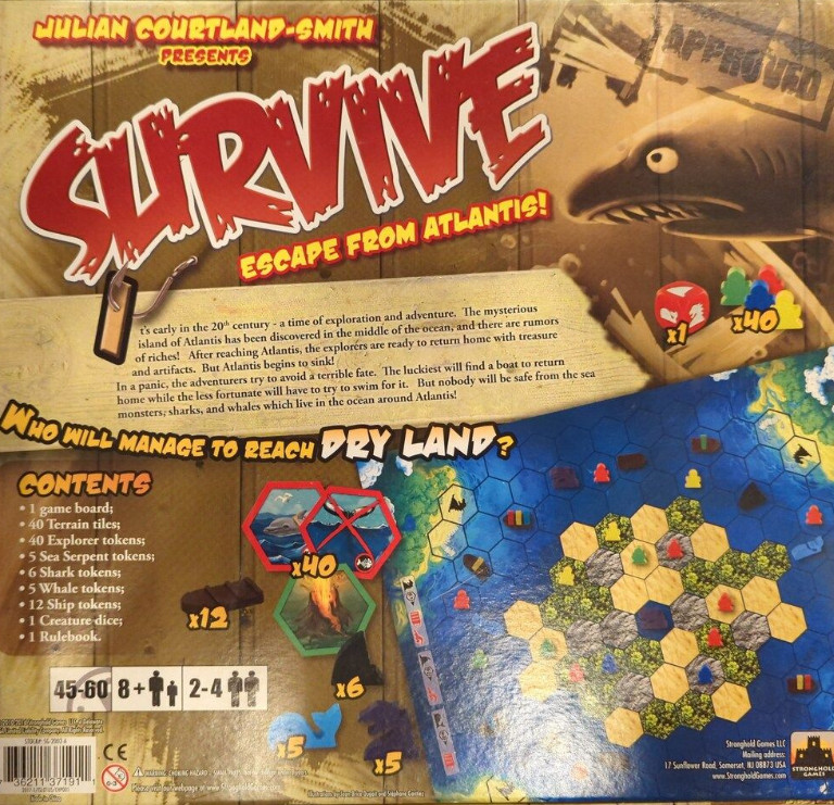 Survive Escape from Atlantis 30th Anniversary Board Game w/ Japanese Manual Used