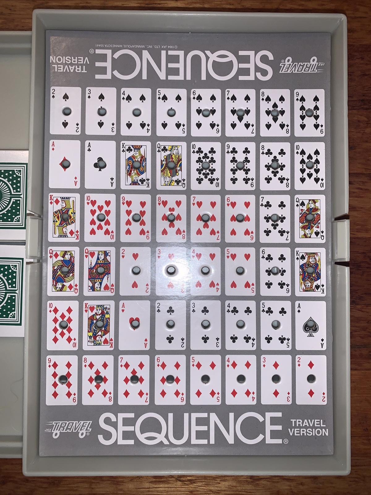 Sequence Travel Version Game of Strategy 1994 Jax Ltd.