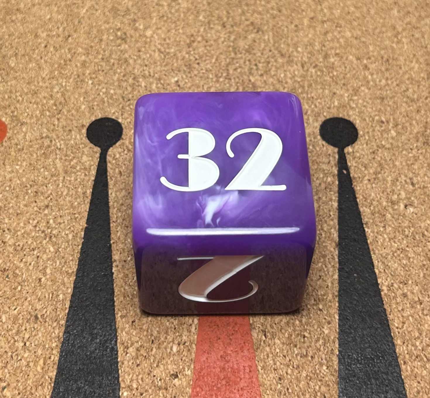 1.5” Marbled Purple Backgammon Doubling Cube with Art Deco Engraving