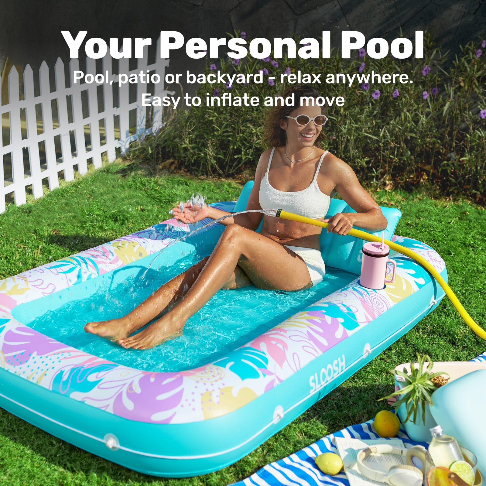 Inflatable Pool Float Lounger 70 x 46 4 in 1 Tanning Bed Large SLOOSH Floats