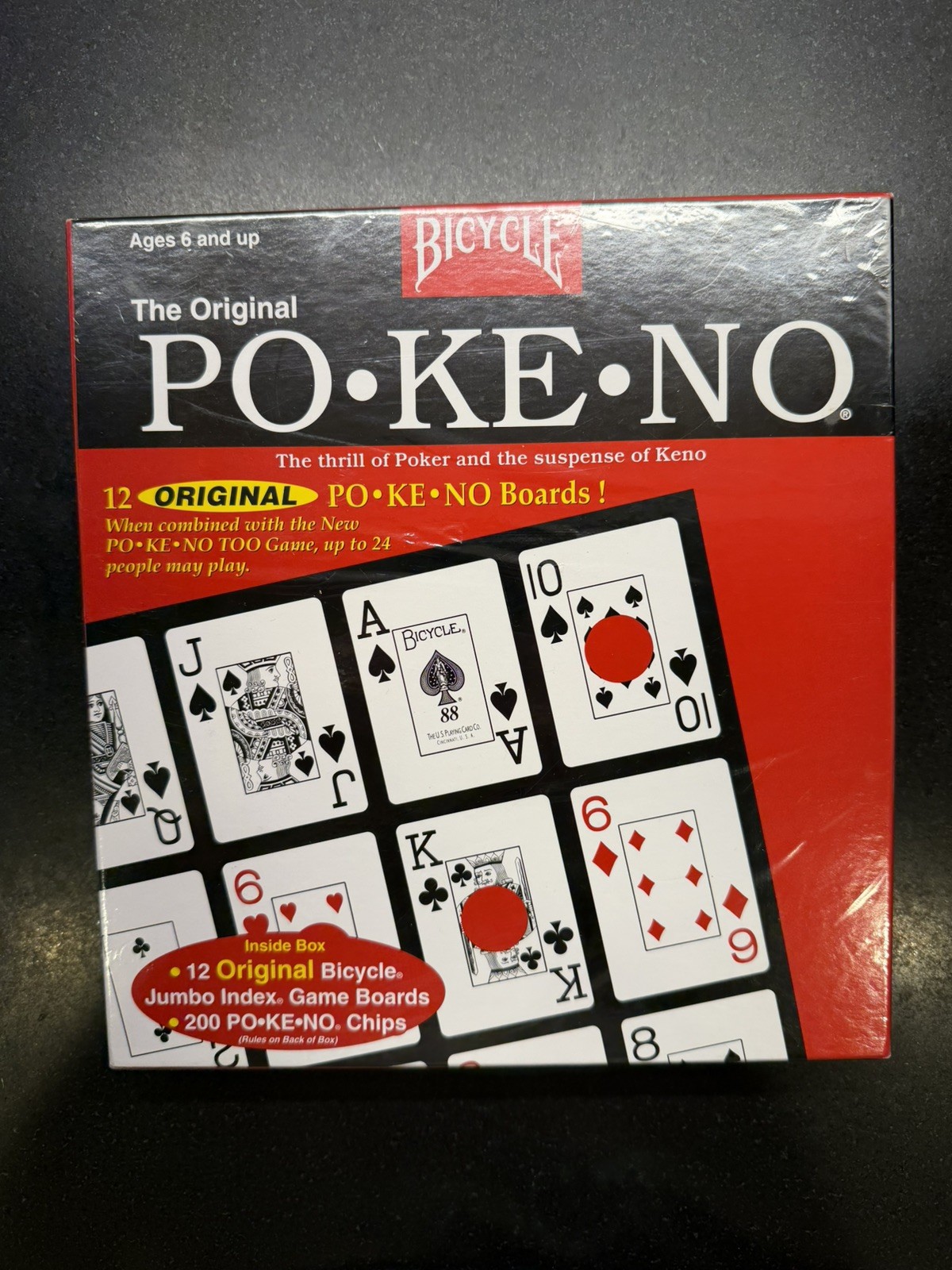 Bicycle Pokeno Original Game 12 Jumbo Index Boards 200 Chips New Sealed