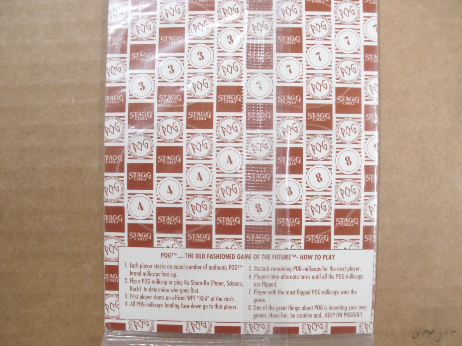 POGS/MILKCAPS STAGG CHILI “LEGENDS OF THE WEST” BY POG. 8 UP CARDED IN WRAP