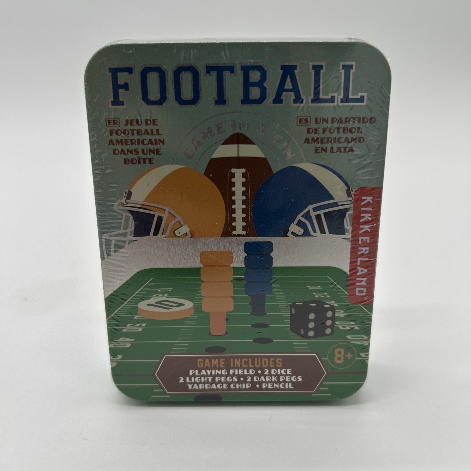 New KIKKERLAND FOOTBALL Travel Size Game Dice Peg Portable Quick 8+ 2-Players