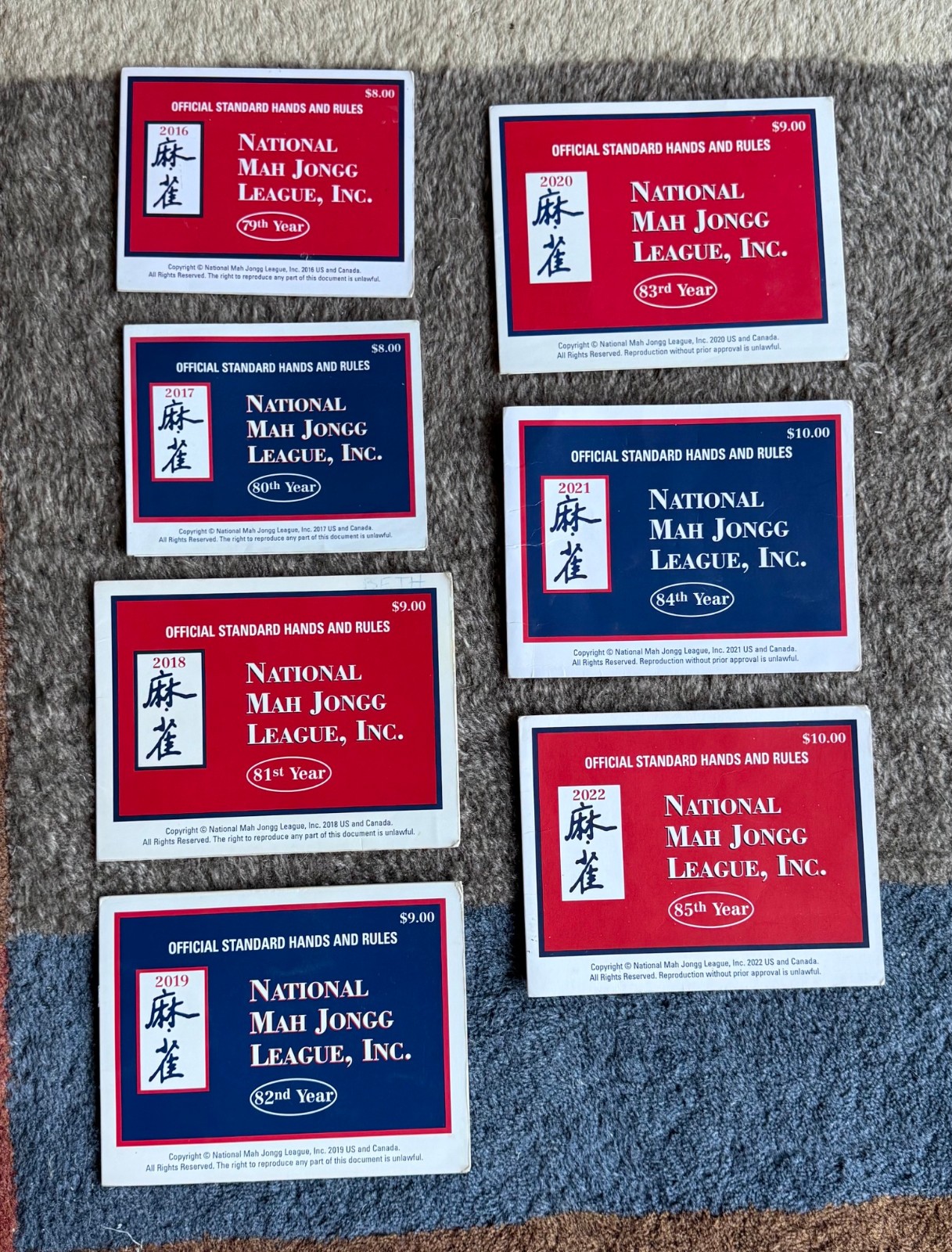 7 National Mah Jongg League NMJL Standard Hands And Rules Cards 2016 – 2022
