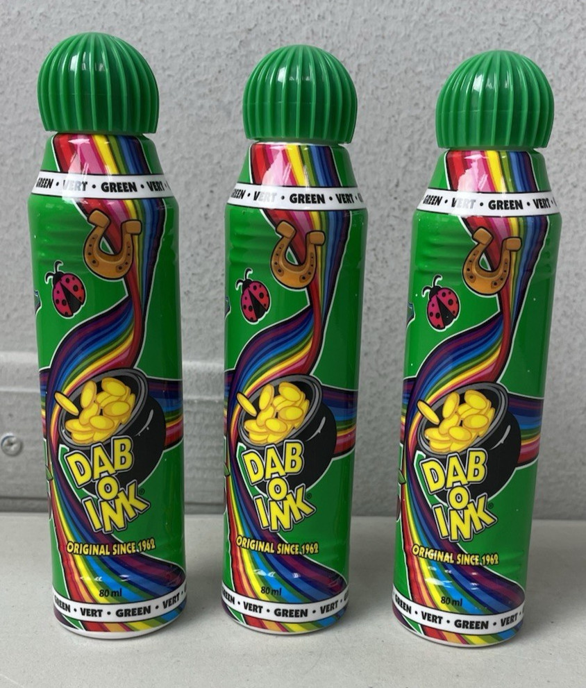 Dab O Ink Set of 3 Green Bingo Markers Daubers 3 Ounces Each Win With These New