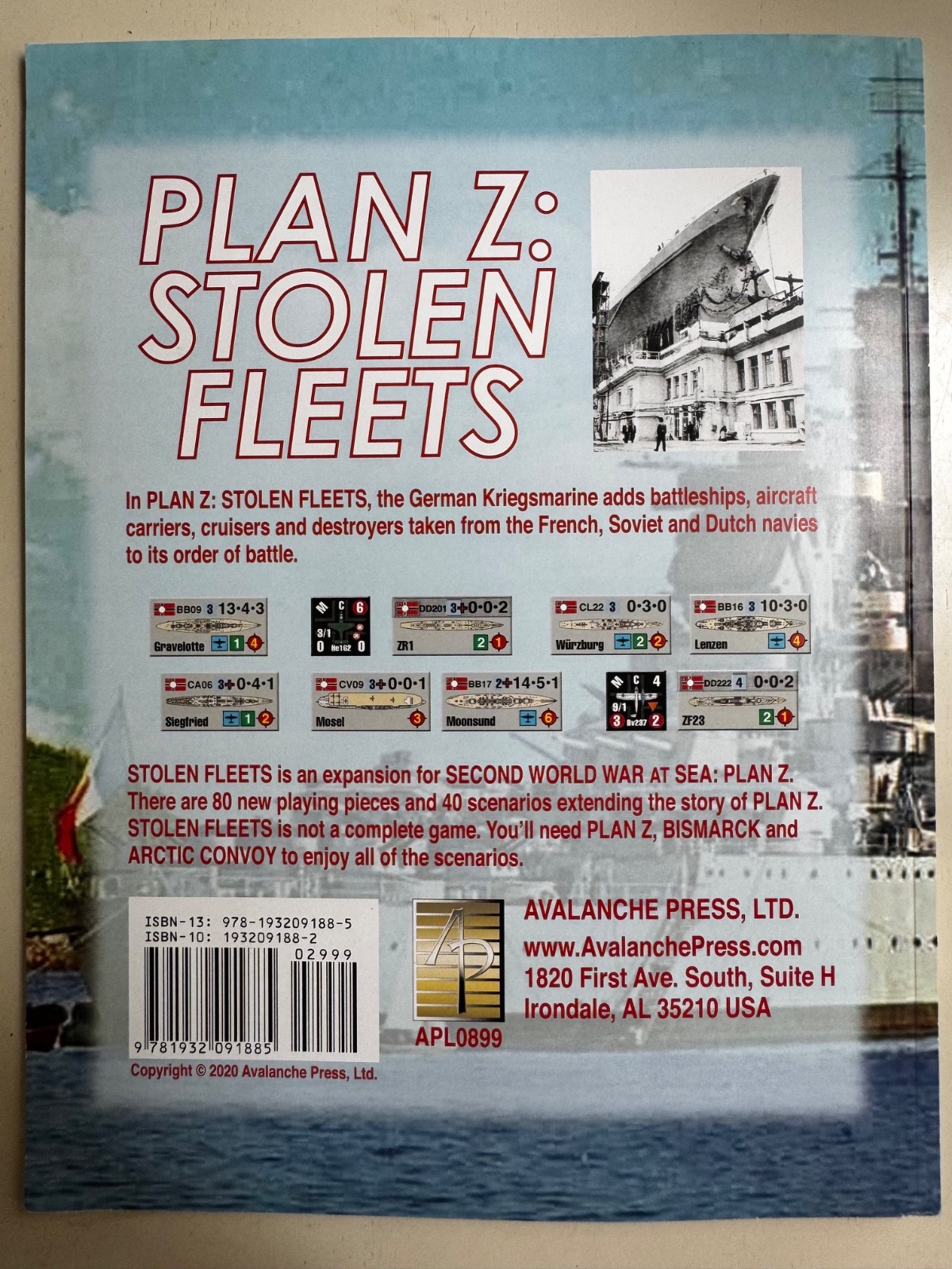 Avalanche Press Plan Z Stolen Fleets Second World War at Sea Scenario Book compl