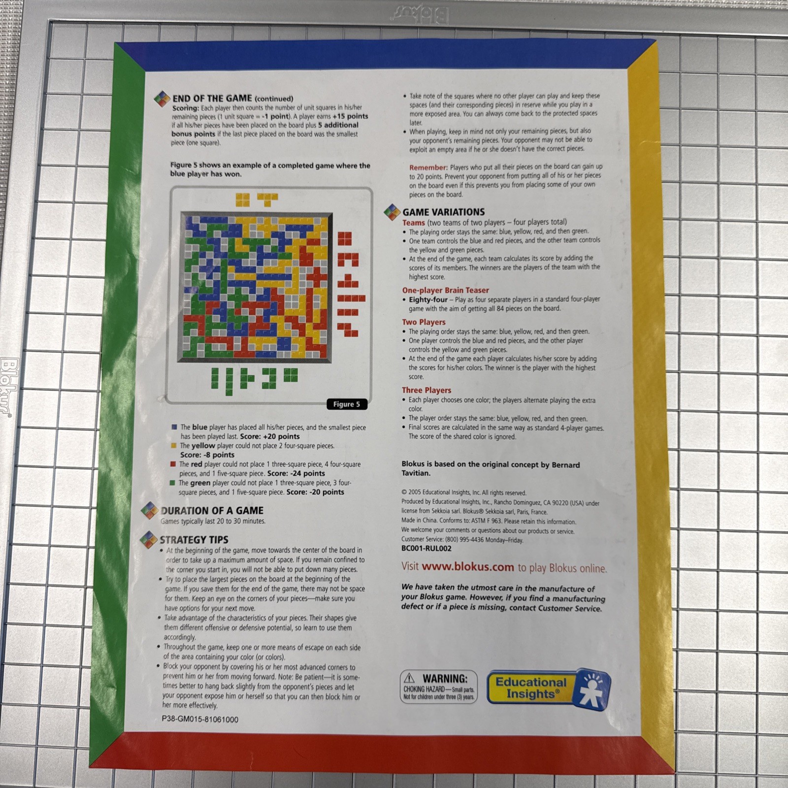Blokus Board Game Deluxe Strategy For The Whole Family EI-2995 2003 Edu Insights