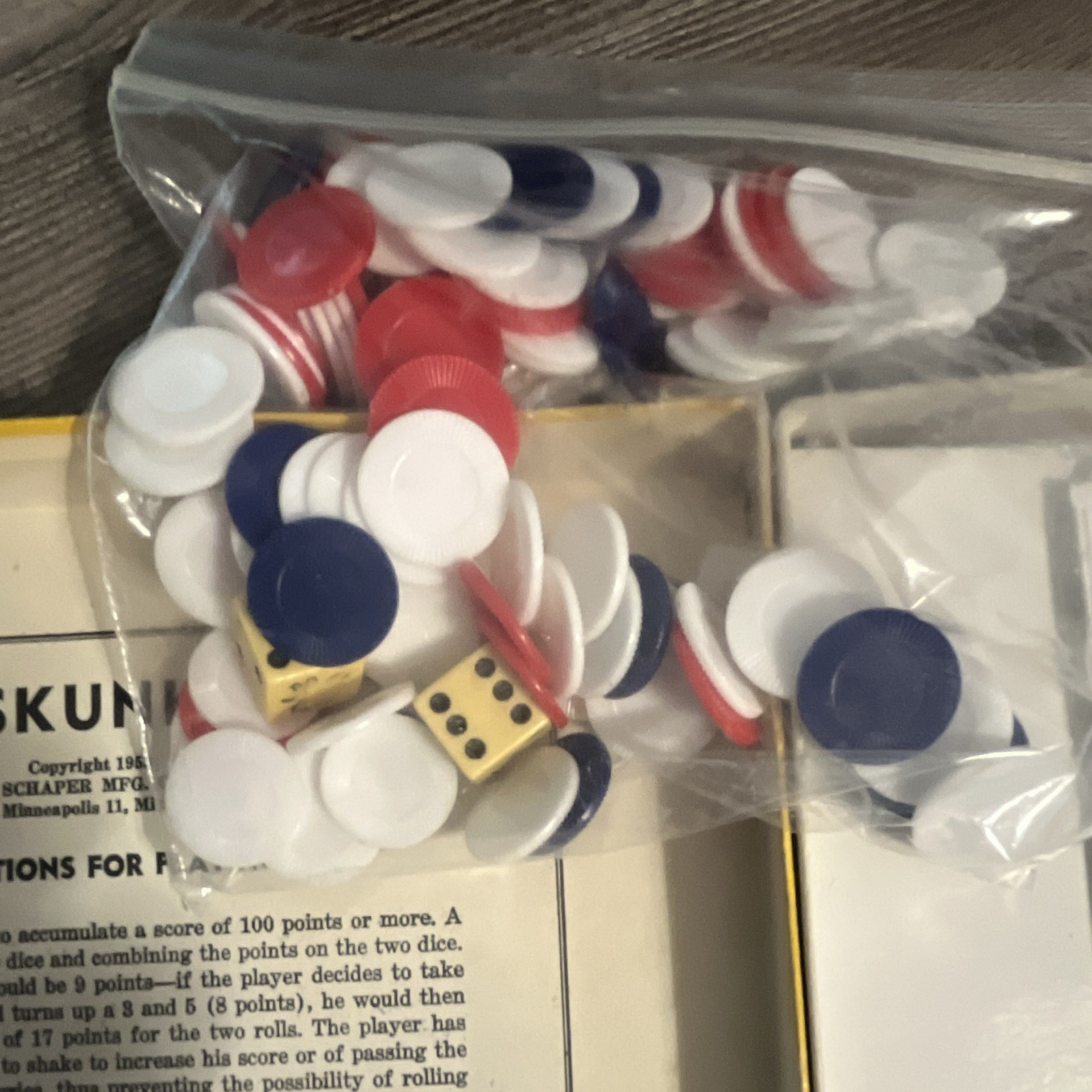 W. H. Schaper Mfg. Co., Inc. Skunk Dice Game Vintage 1953 Animals Theme