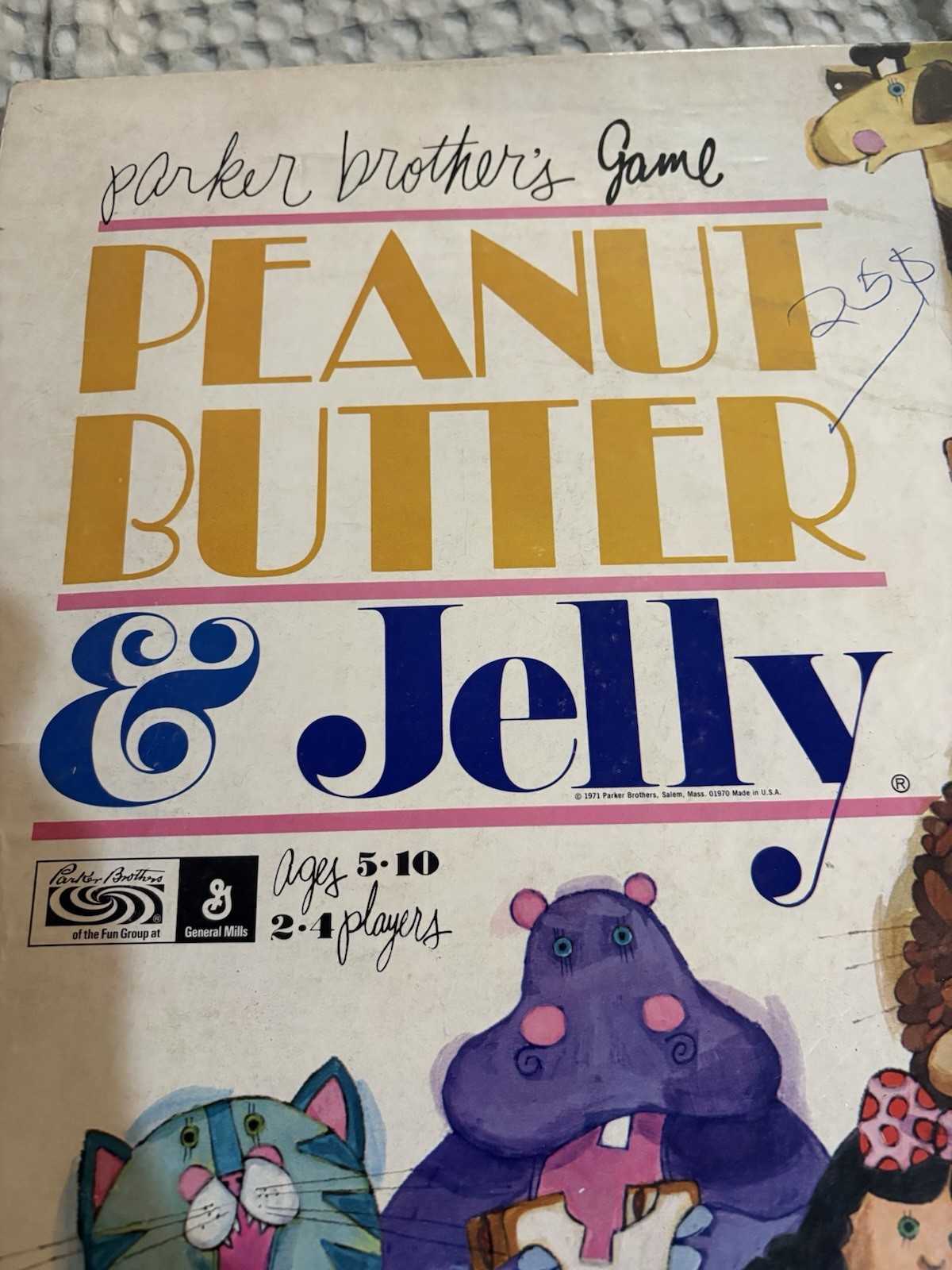 Vintage 1971 Parker Brothers Peanut Butter & Jelly Board Game