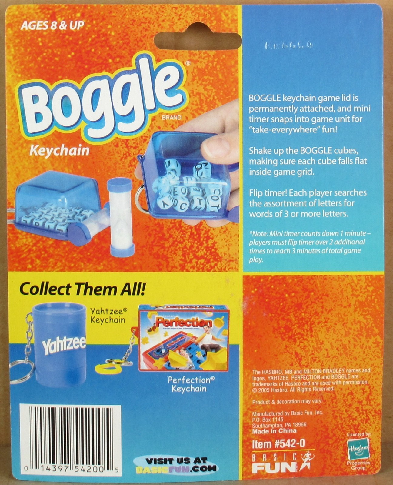 Mini “Boggle” Game Keychain by Hasbro/Basic Fun 2005 NIP