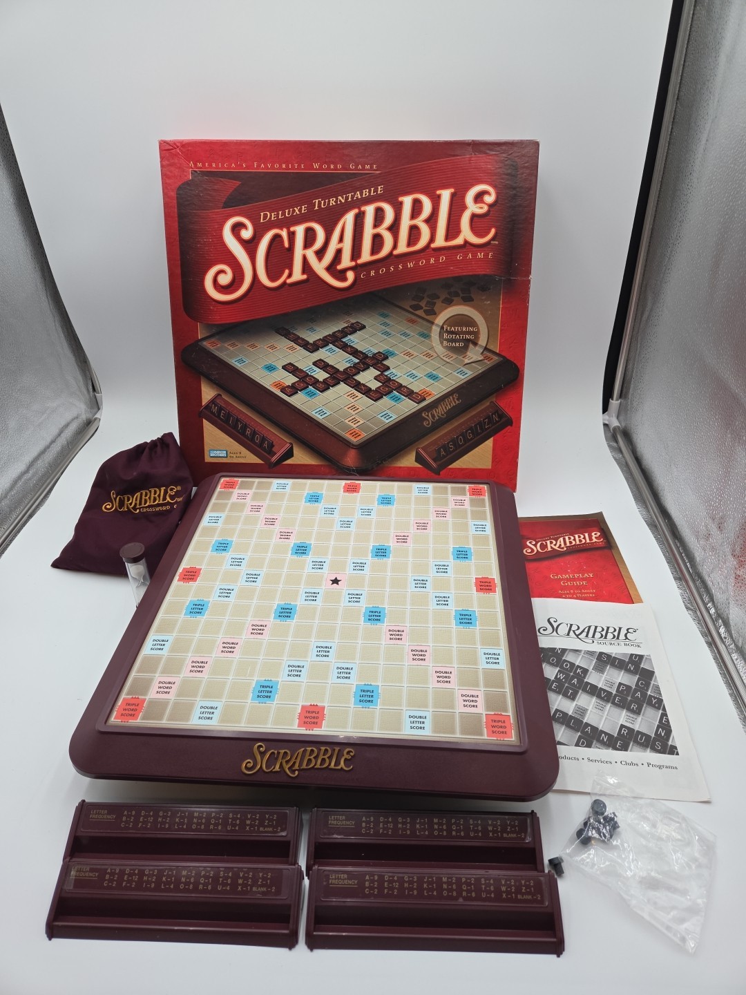 Milton Bradley 4034 Scrabble Deluxe Edition Board Game – Complete