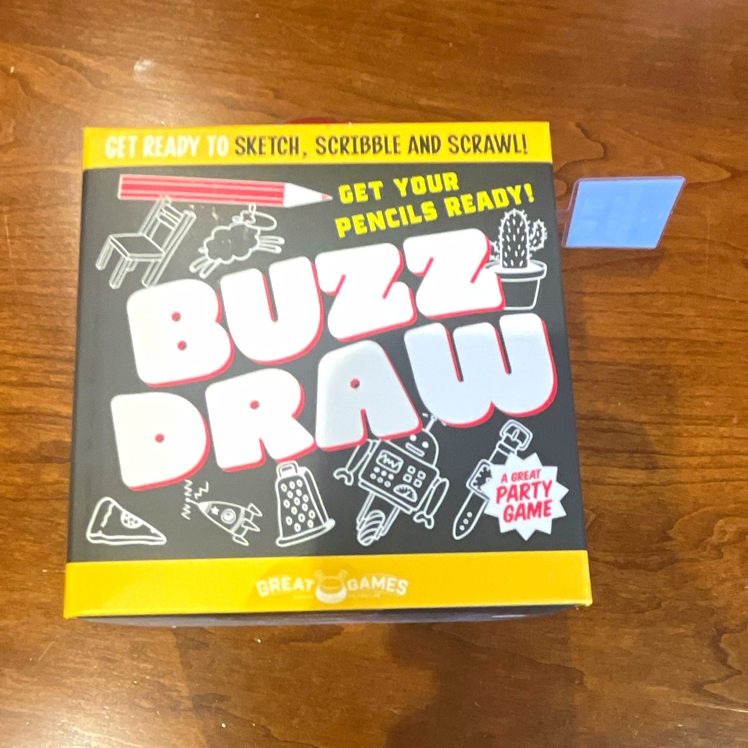 Great Games Buzz Draw Party Drawing Game w/ Buzzer, 2+ Players, Ages 12+