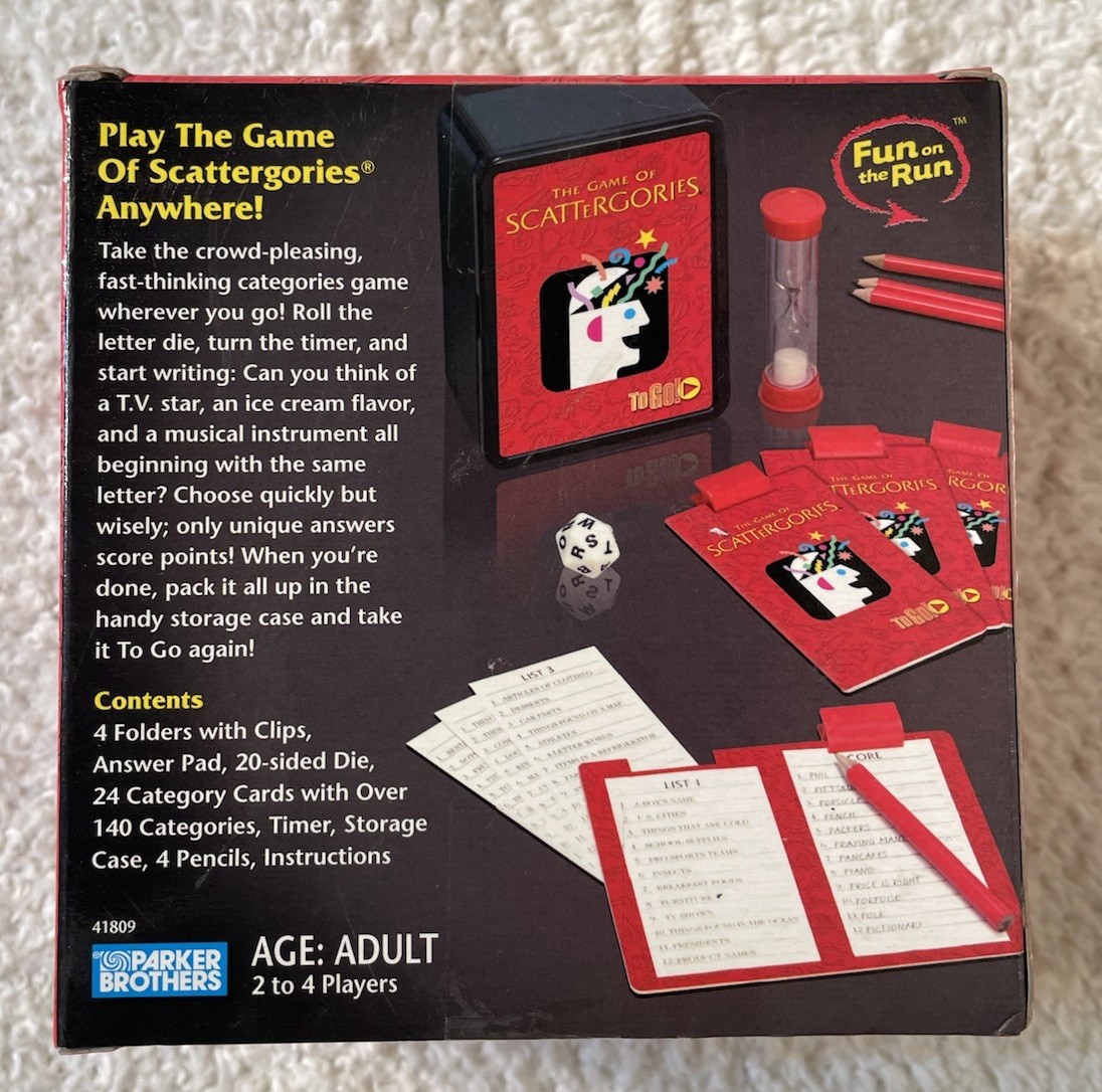 2007 The Game of Scattergories To Go! 140 Categories Parker Brothers NEW SEALED