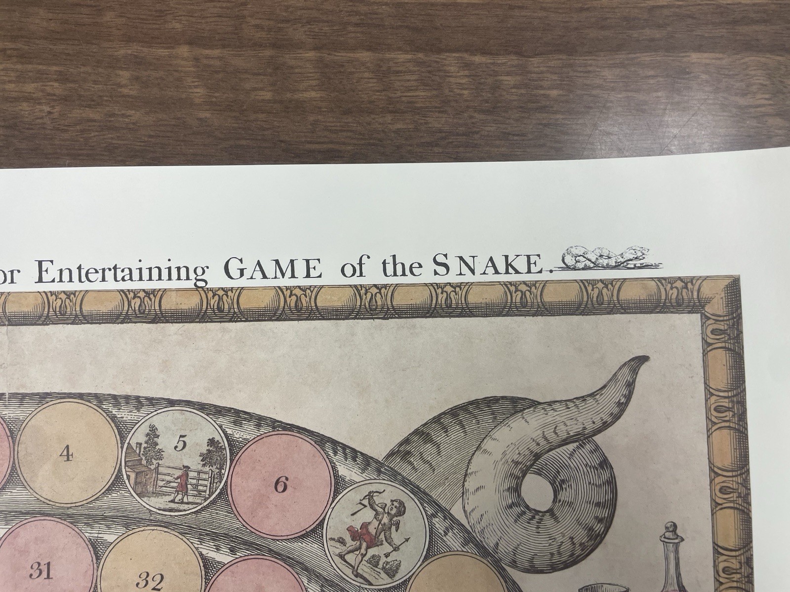 Vintage Game of the Snake Cupid Board Game Print Bowles Royal Pastime Art