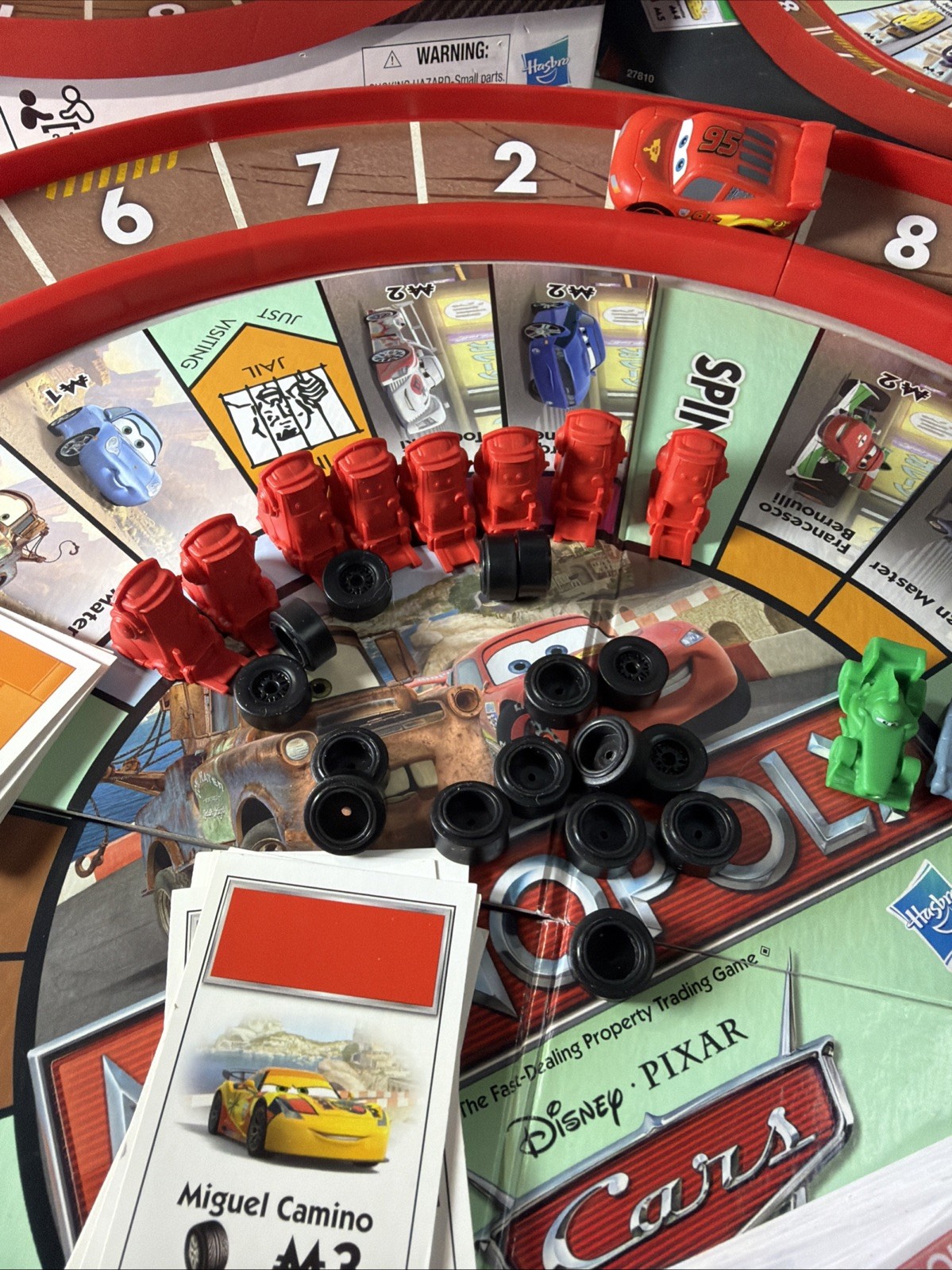 Disney Pixar Cars 2 Monopoly Game Lightning McQueen Racetrack Game COMPLETE