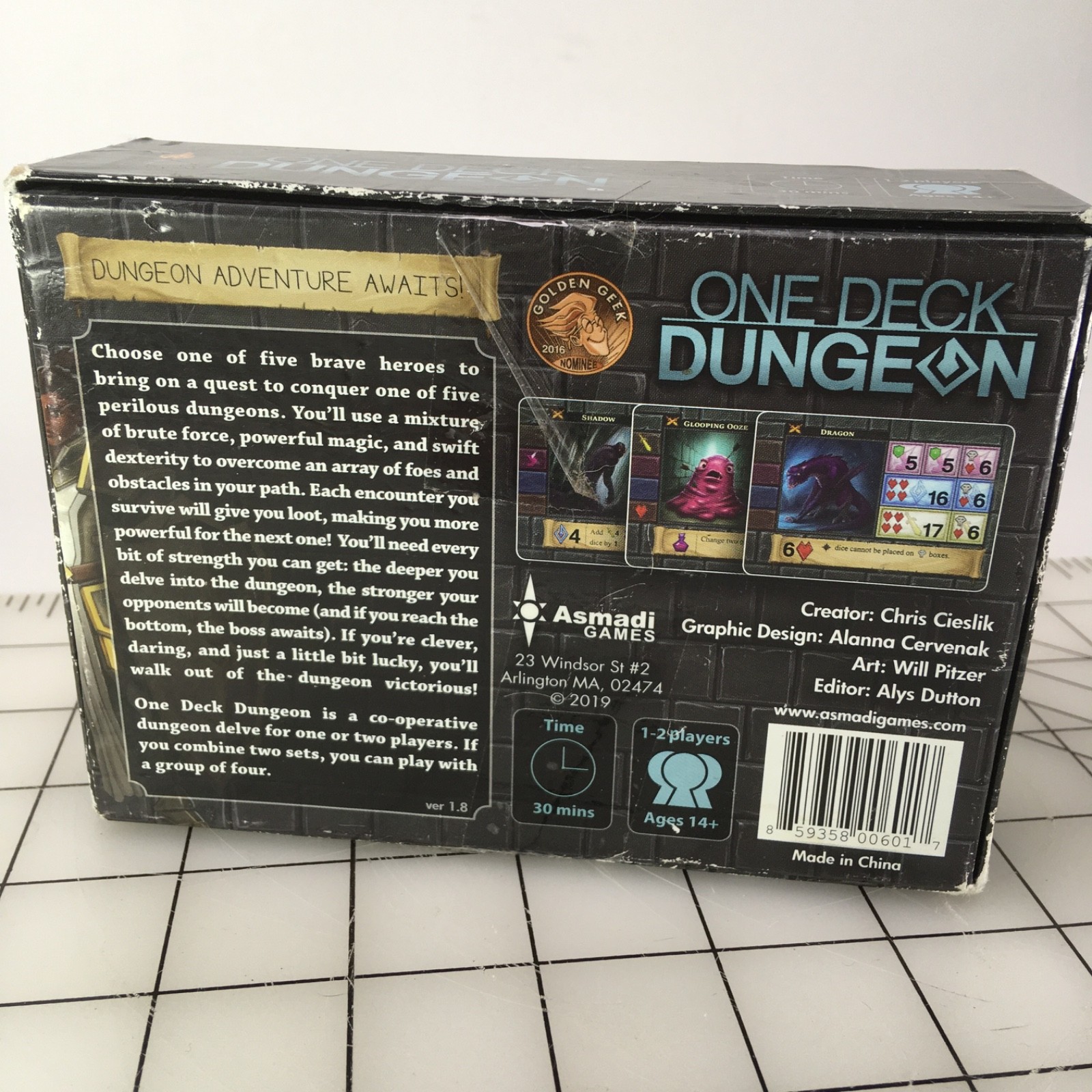 One Deck Dungeon Cooperative Dice Game for 1-2 Players Adventure BOX HAS WEAR