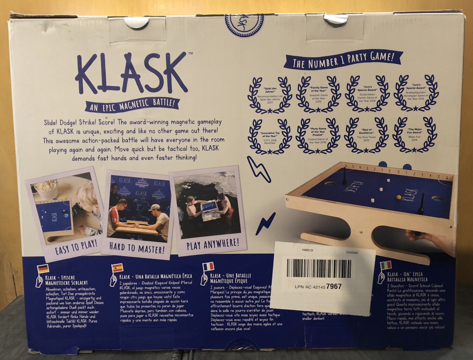 New Klask WOOD Board Game An Epic Magnetic 2 player Battle 8 and Up