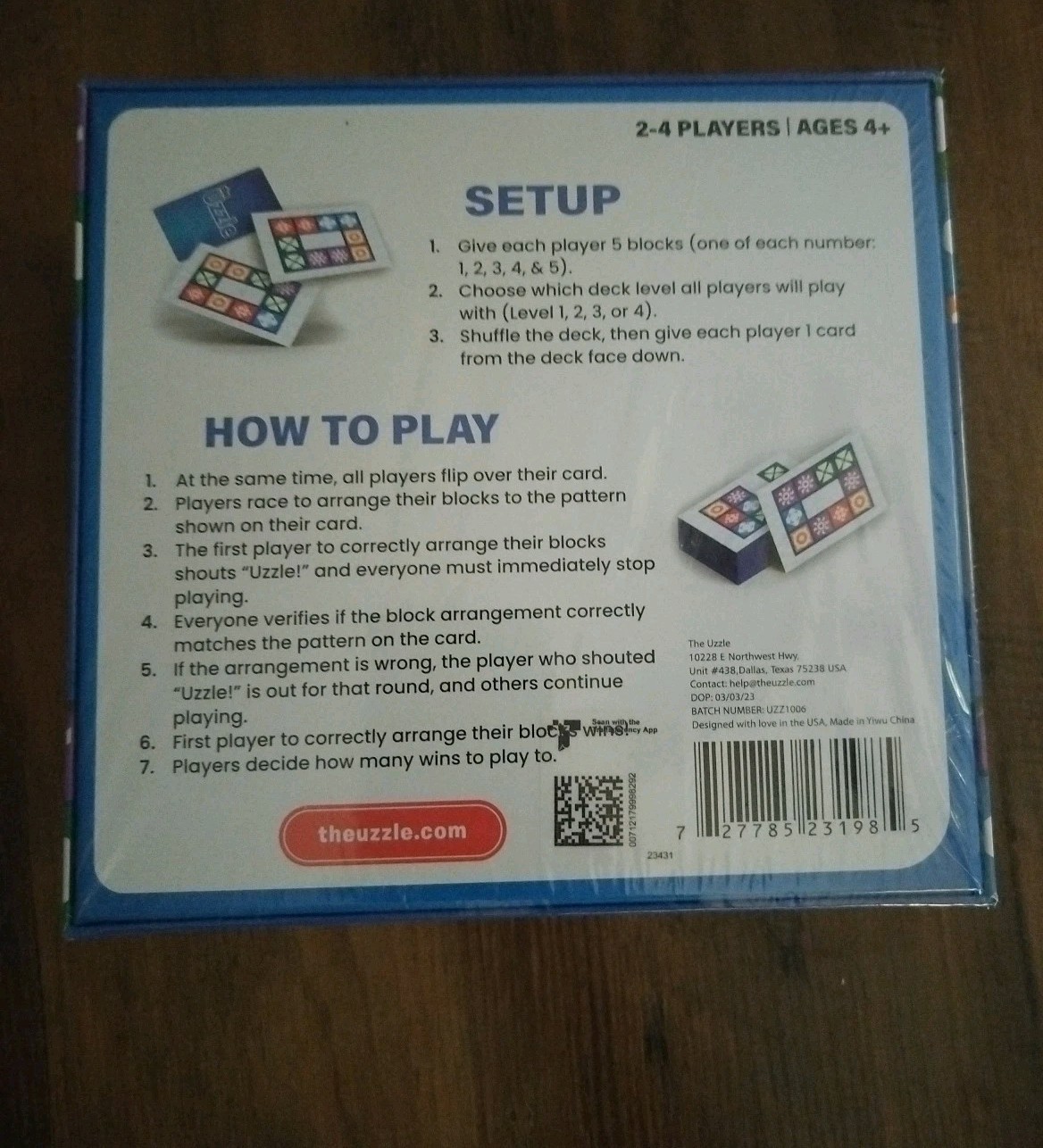 The Uzzle Family Board Game Fast Paced Block Pattern Puzzle BRAND NEW SEALED