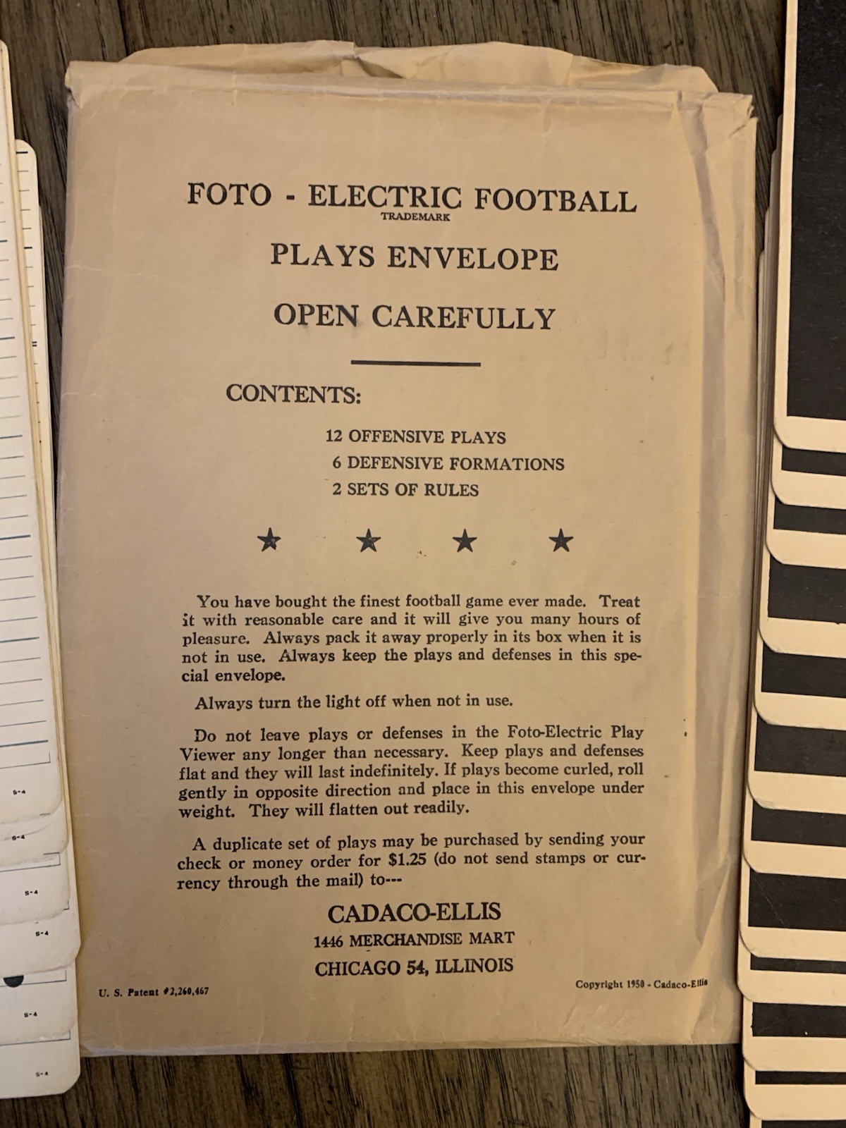 Vintage 1950 Cadaco-Ellis Foto-Electric Football Board Game Complete