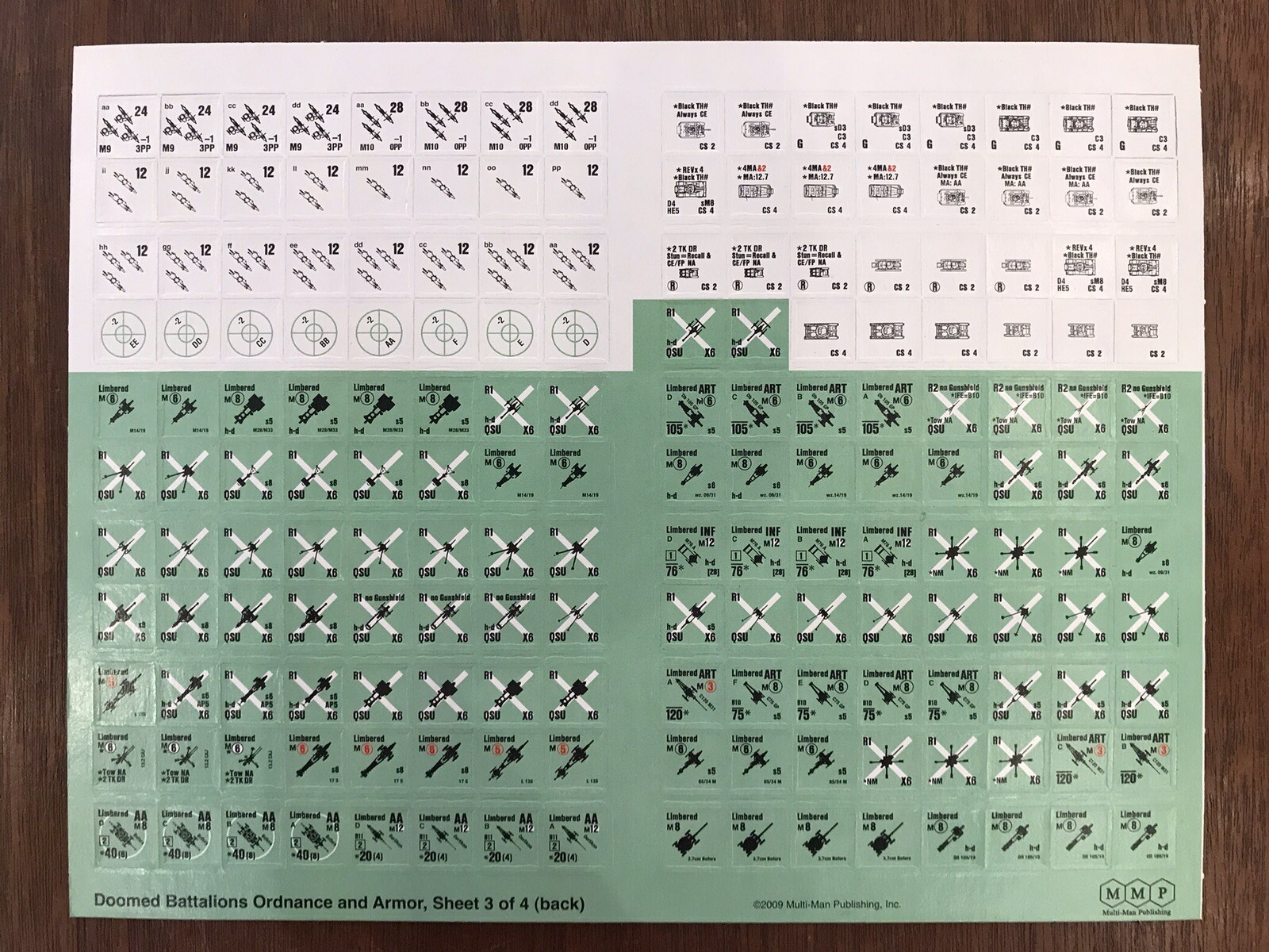 Board Game Parts, Counter Sheet 3, Doomed Battalions 3rd, ASL Mod. 11, MMP, 2009