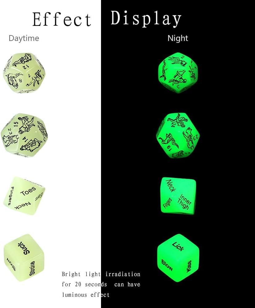 Glowing Sex Dice for Adults 4 PCS Fun Games With Positions for Couples, Love…