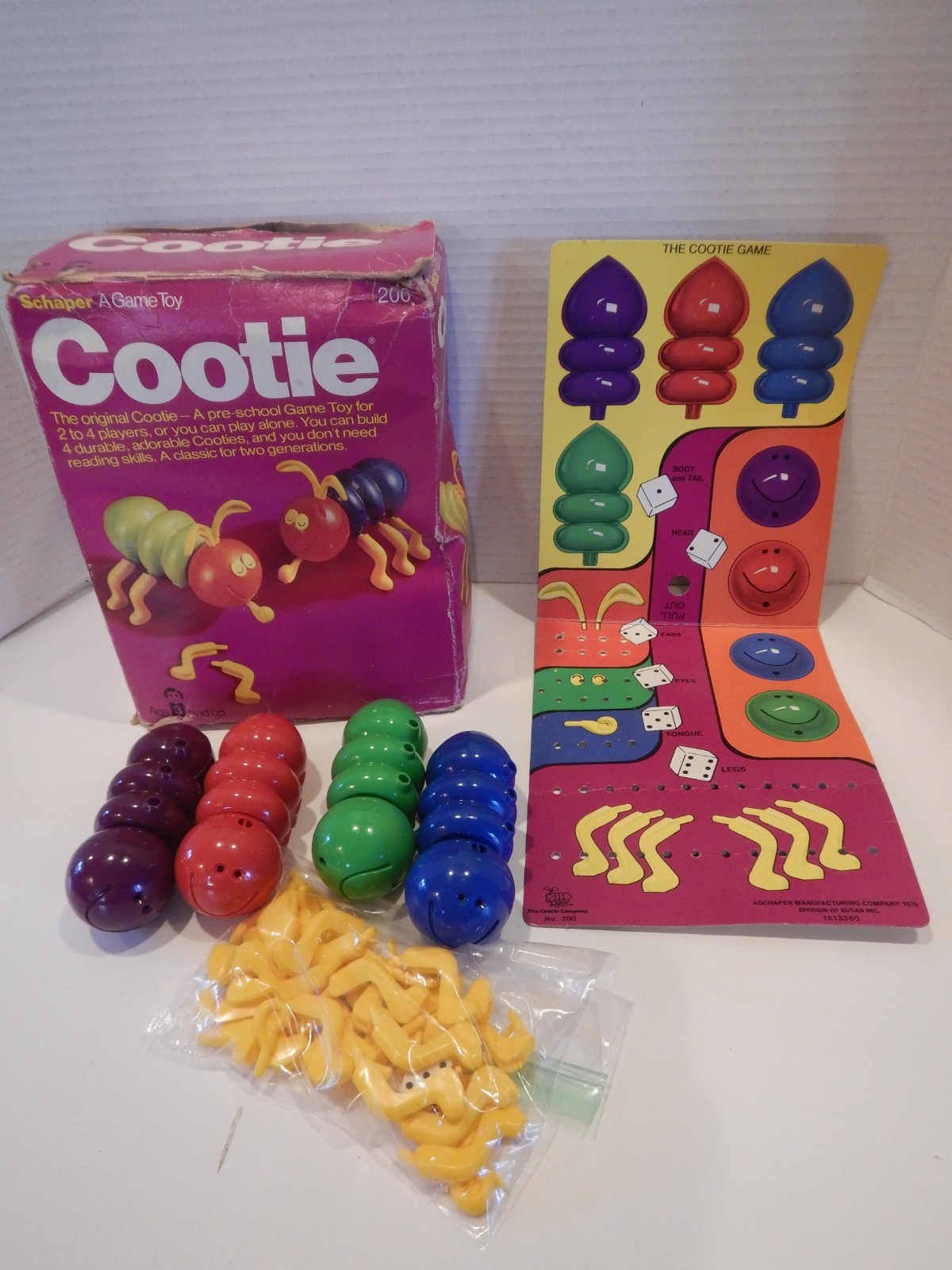 Vintage 1976 Schaper Cootie Game Toy COMPLETE Set with Original Box