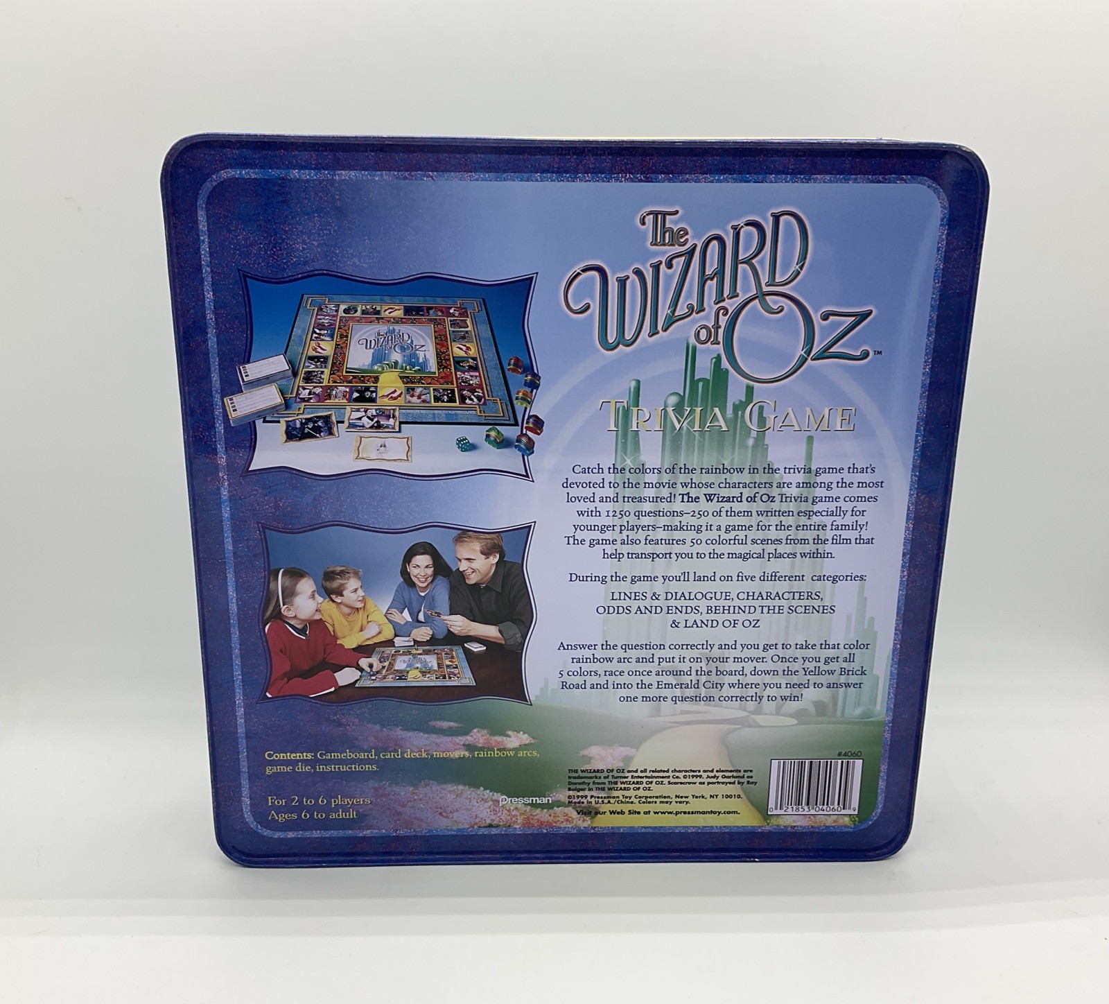 1999 Pressman Wizard of Oz Trivia Game Collectible Tin – Open Box Sealed Pieces