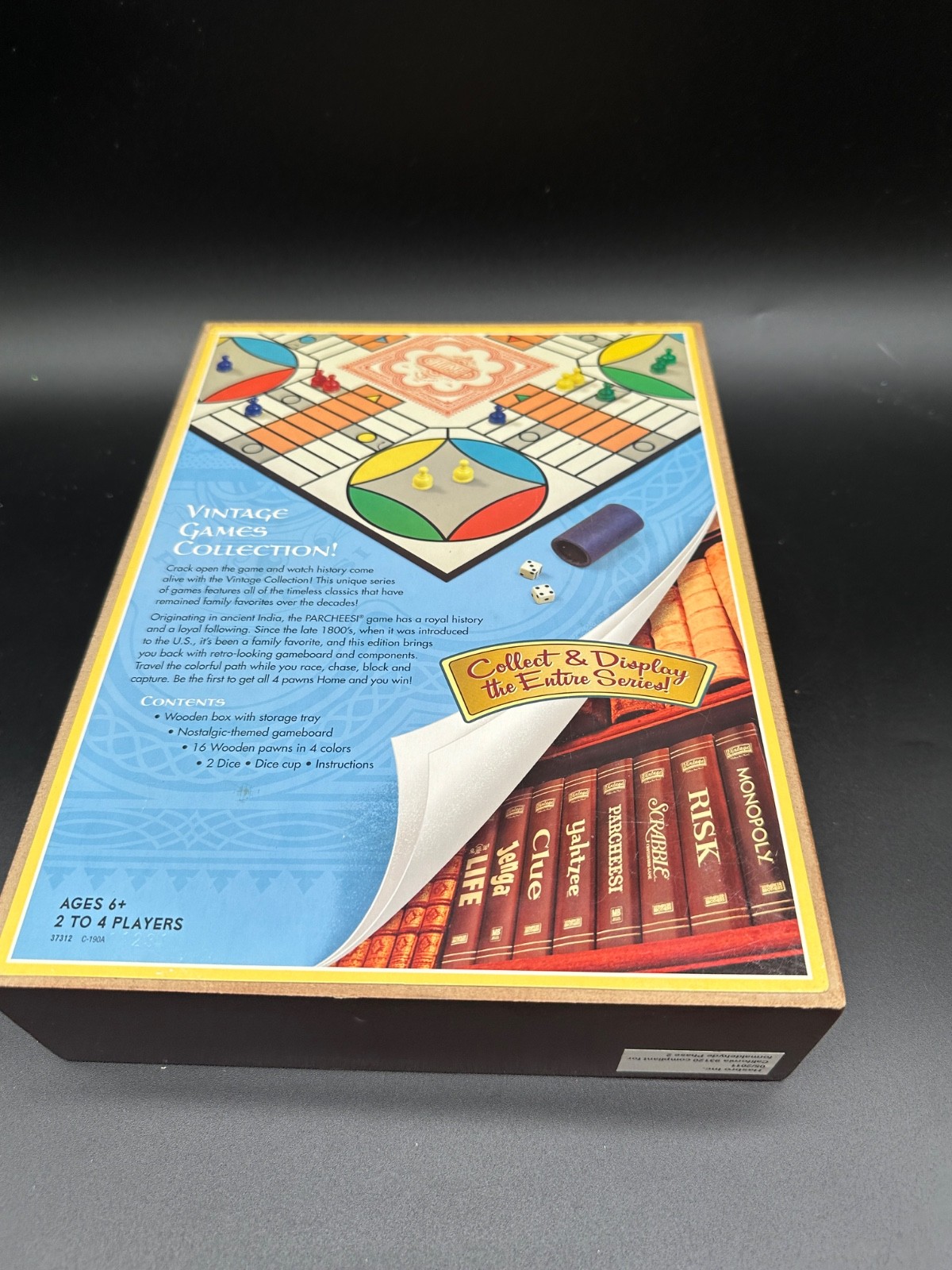 Bookshelf Edition in Wood Box of Board Game Parcheesi 2011 COMPLETE