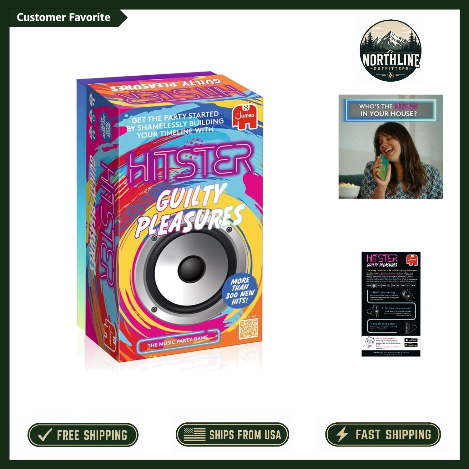 Interactive Hitster Card Game – 300 Guilty Pleasure Hits for Party Fun