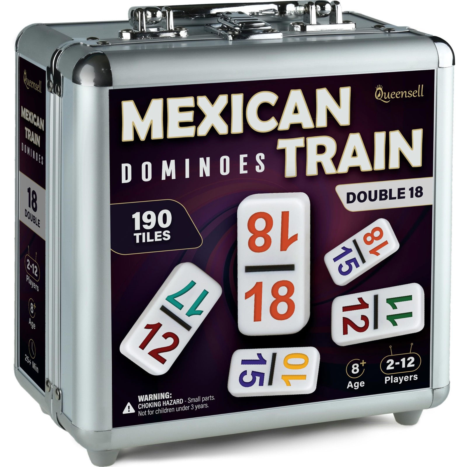 Mexican Train Dominoes Set with Numbers – Double 18 Dominos Set for Adults an…