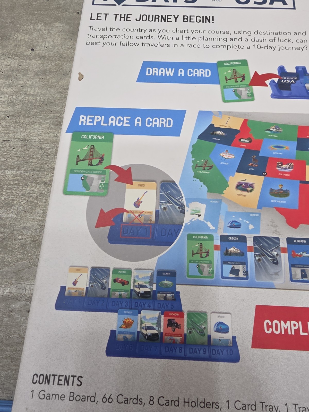 USAopoly 10 Days in The USA Family Road Trip Board Game Learn About US America