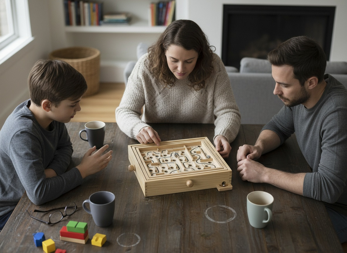 Wooden Marble Maze Labyrinth Tilt Balance Dexterity Puzzle Game Board Brain Game