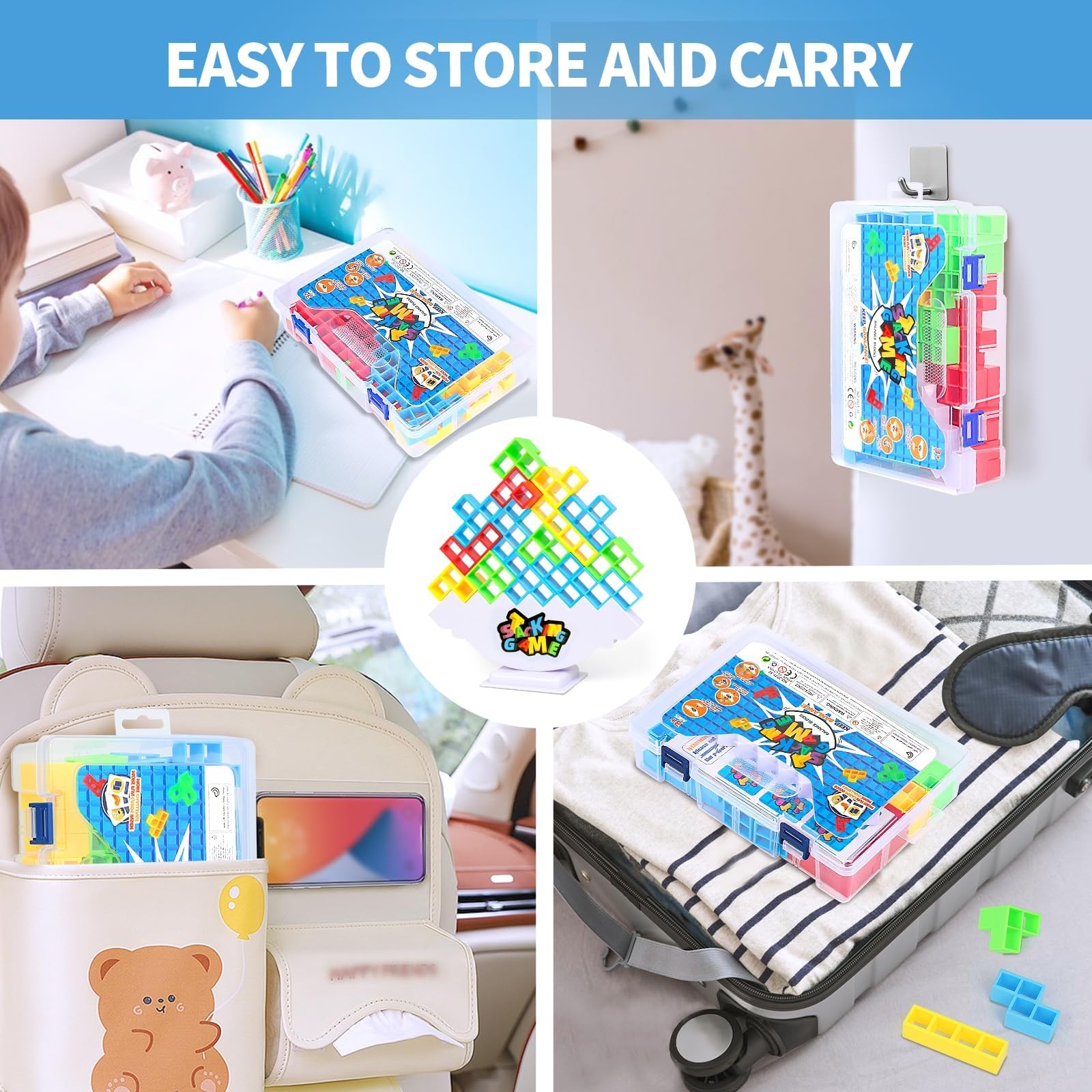 48PCS Stack Game for Adult & Kids, Tetra Board Tower Games for Family Travel …