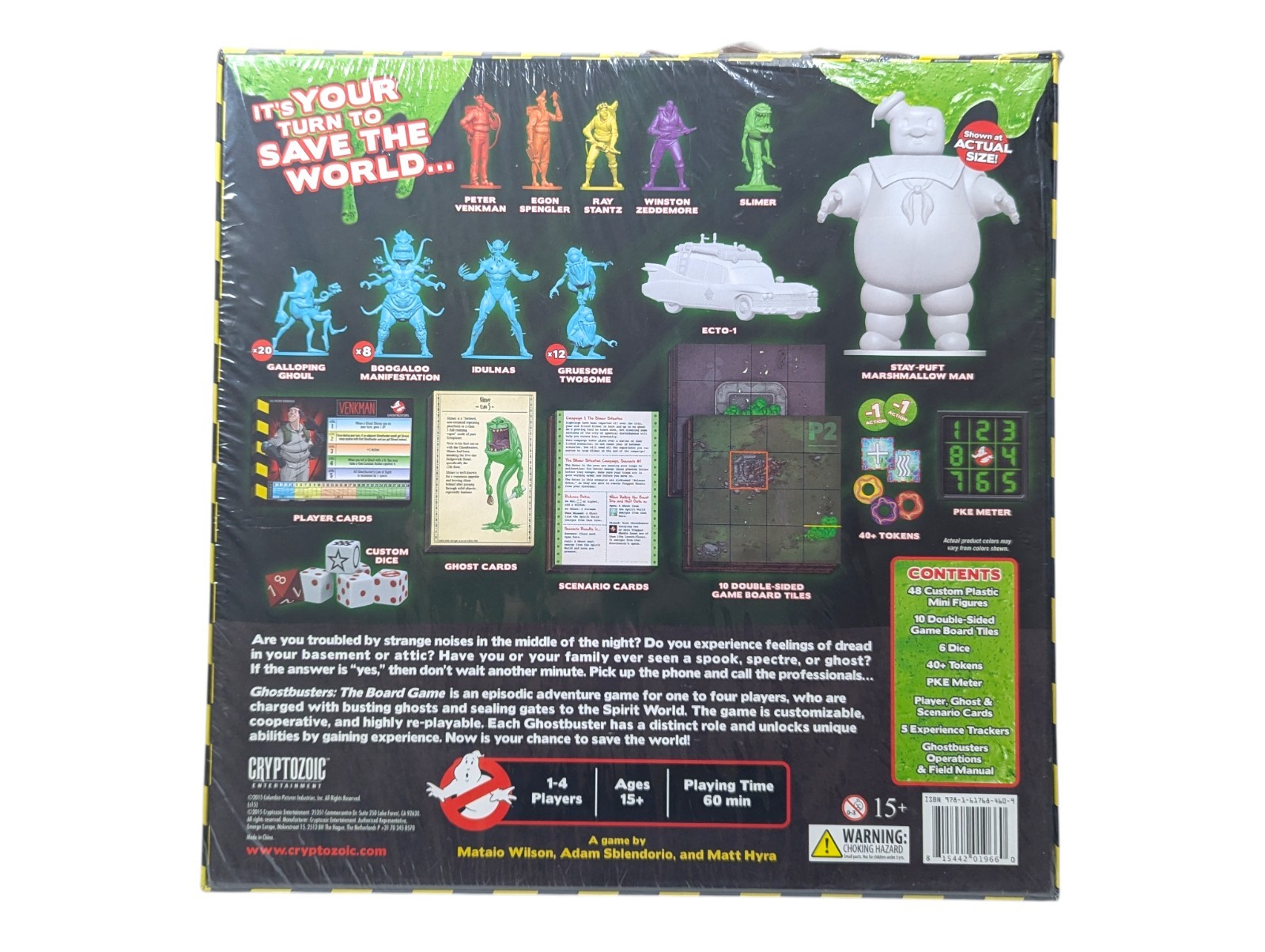Ghostbusters Board Game Kickstarter Glow in the Dark Slimer 2015 Cryptozoic READ