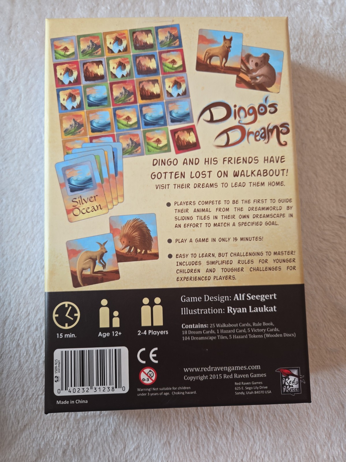 Dingo’s Dreams 2015 Seegert Board Game Red Raven Games 2-4 Players Complete box