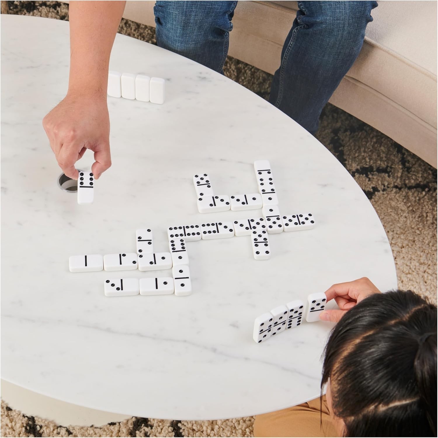 Juego de Domino Set de 28 Fichas Domino Doble Seis en Marfil inLined Wooden Case