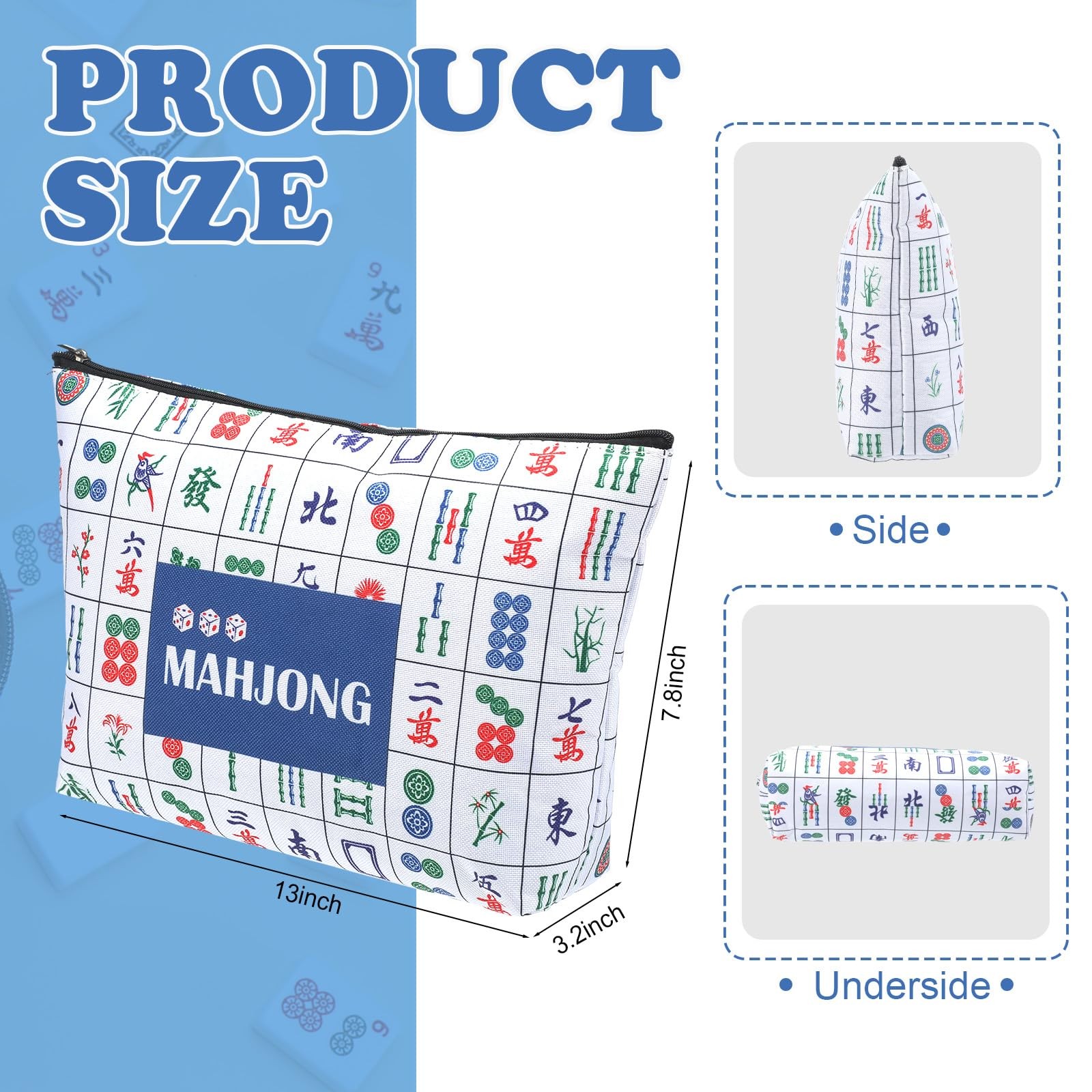 Soft Mahjong Tiles Bag Thickened Mahjong Makeup Bag Gifts for Mah-Jong Lovers…